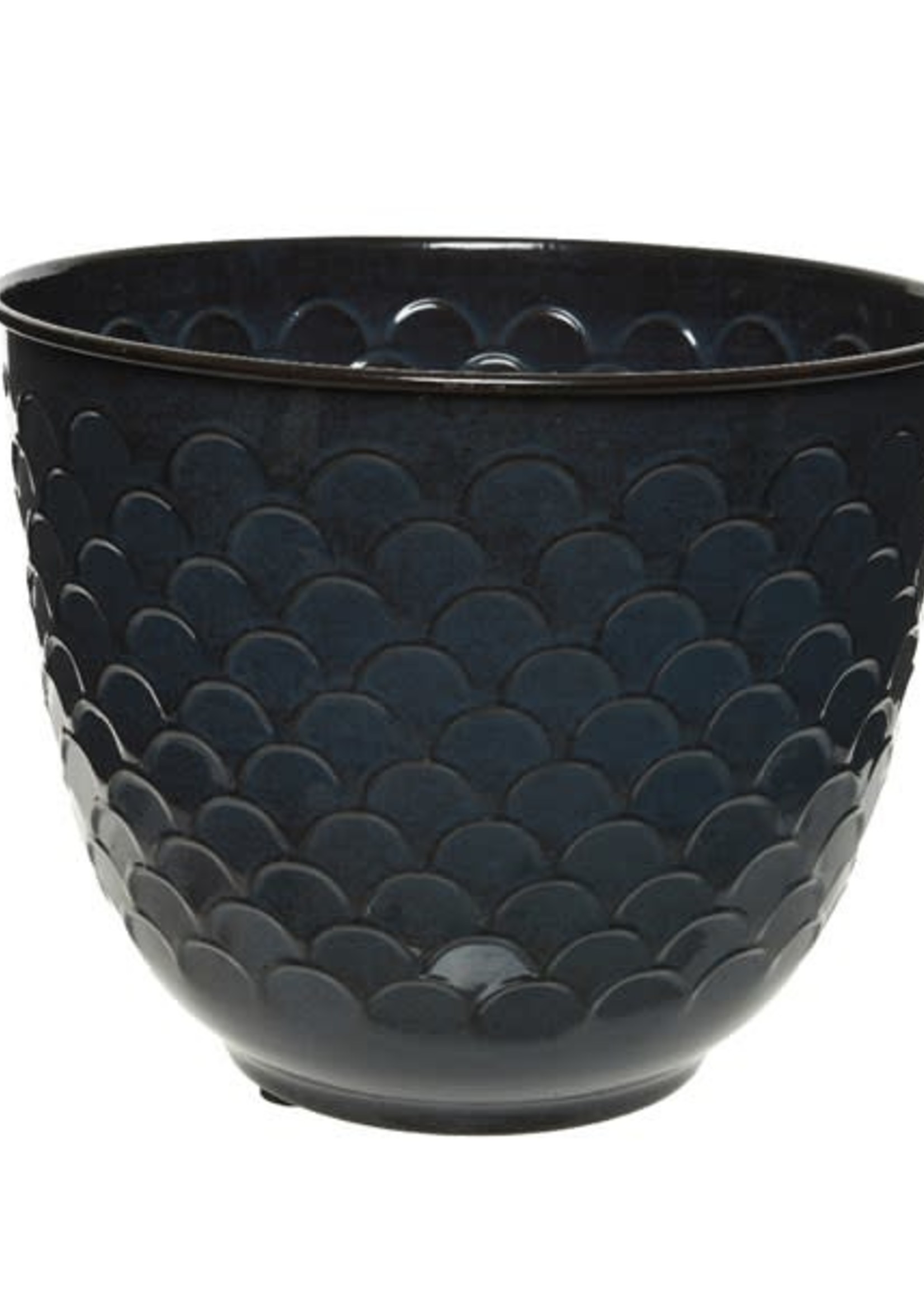 Decoris Planter iron round glazed chevron outdoor