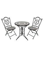 SupaGarden MIXED Ceramic Bistro Set - Ash Table & White Stone Chairs