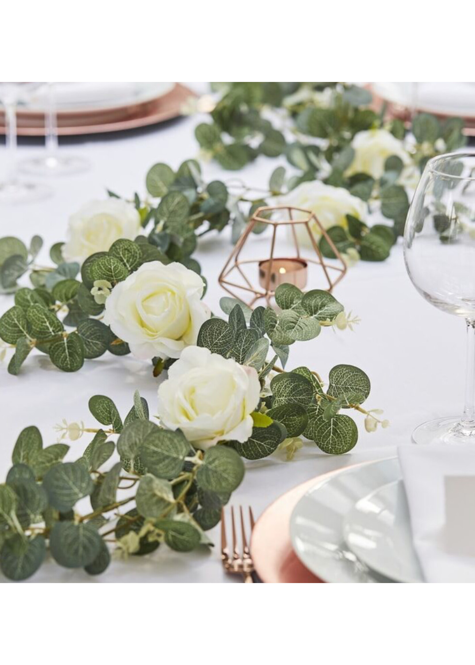 Ginger Ray Eucalyptus White Flowers Garland