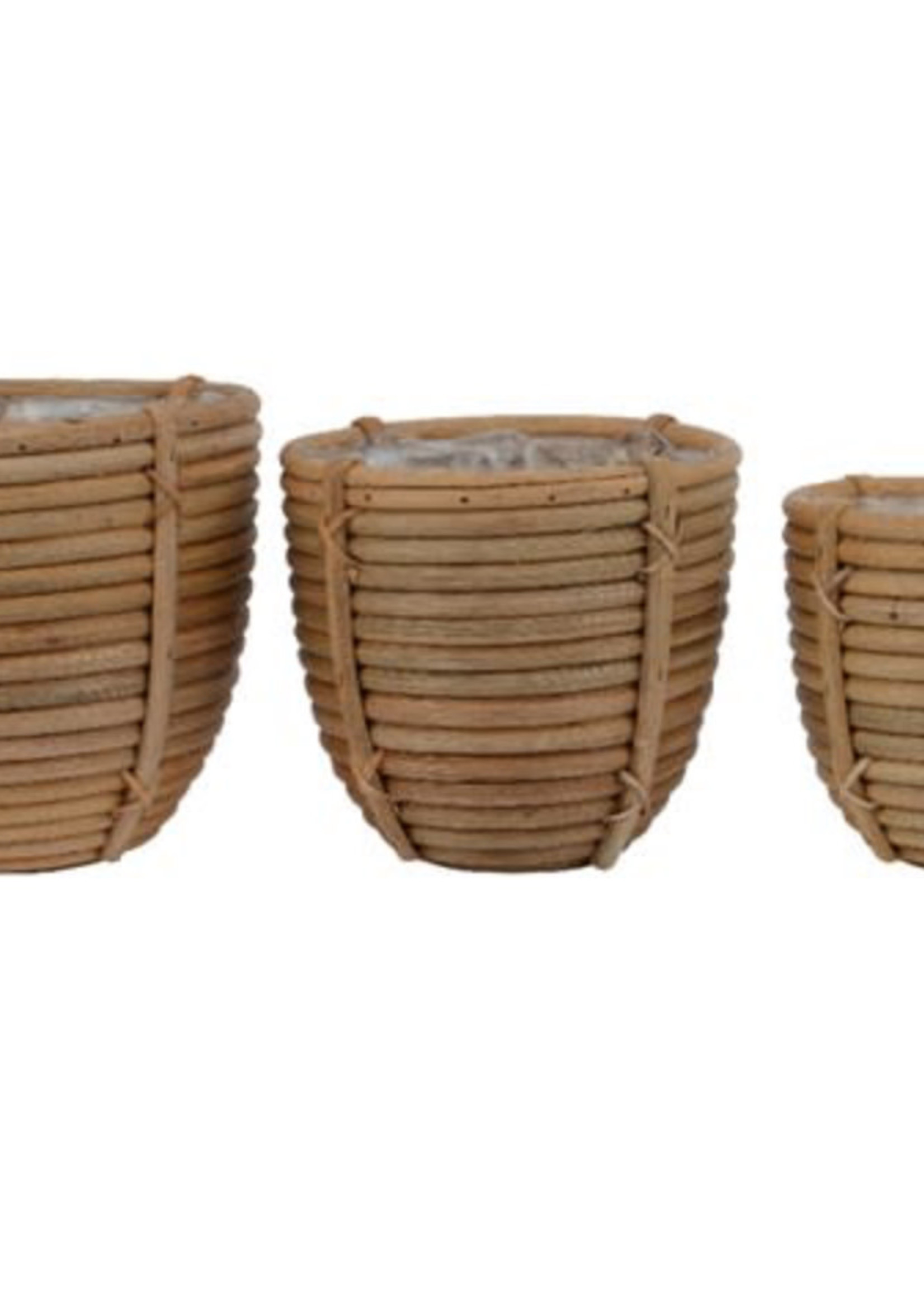 Decoris Planter rattan round milk Small