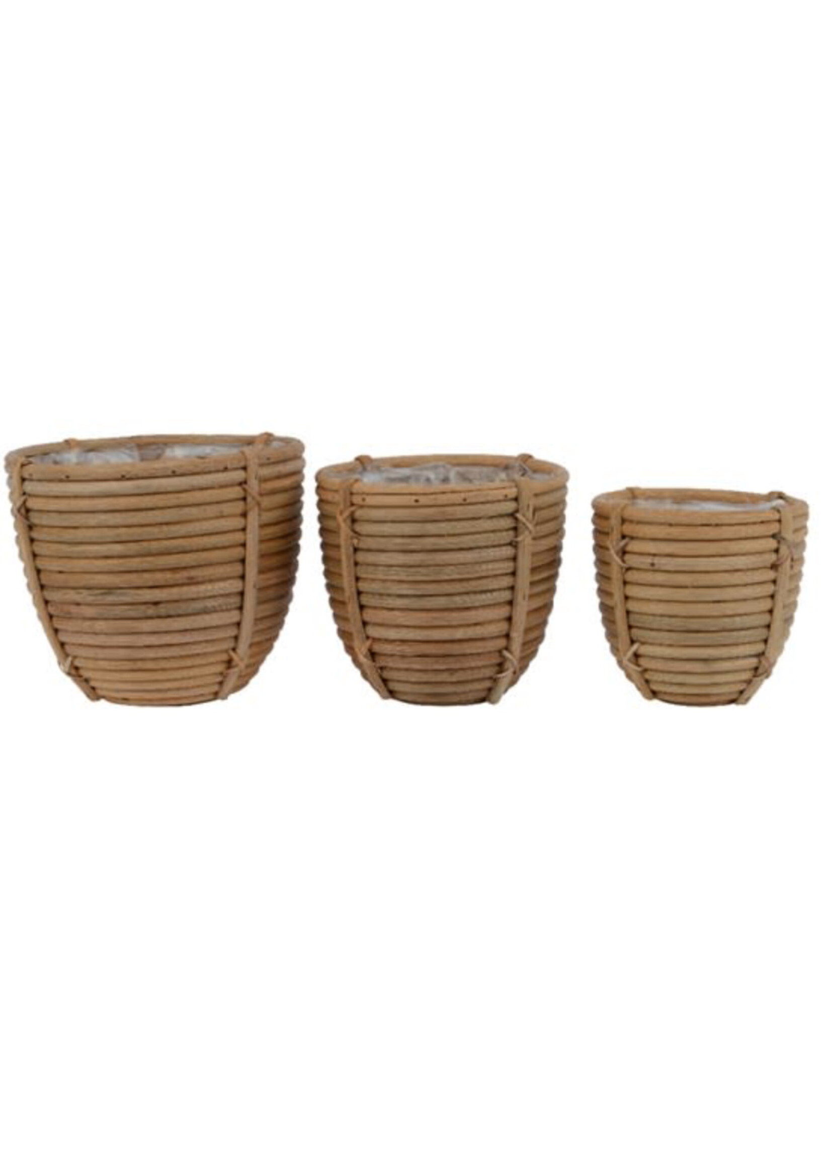 Decoris Planter rattan round milk Small