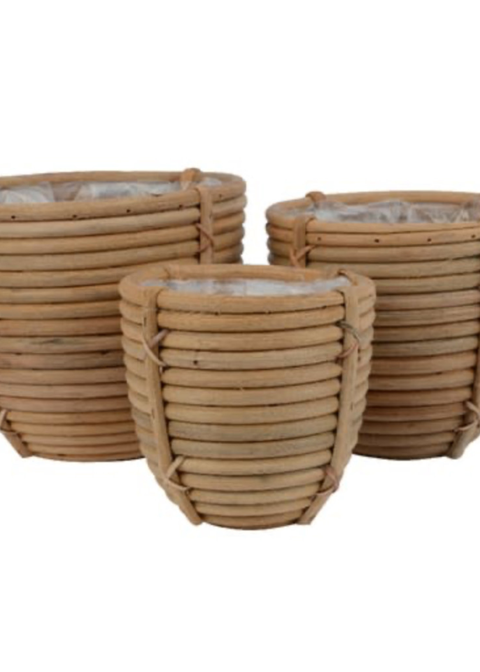 Decoris Planter rattan round milk Small