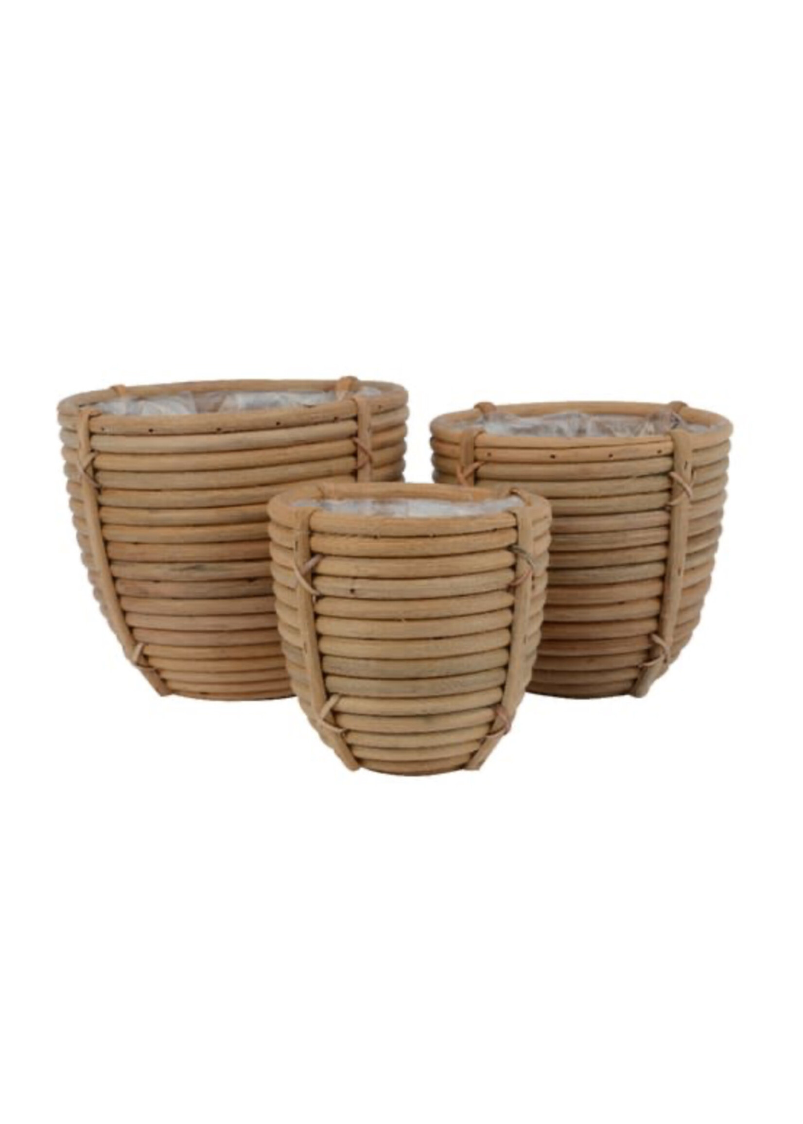 Decoris Planter rattan round milk Small