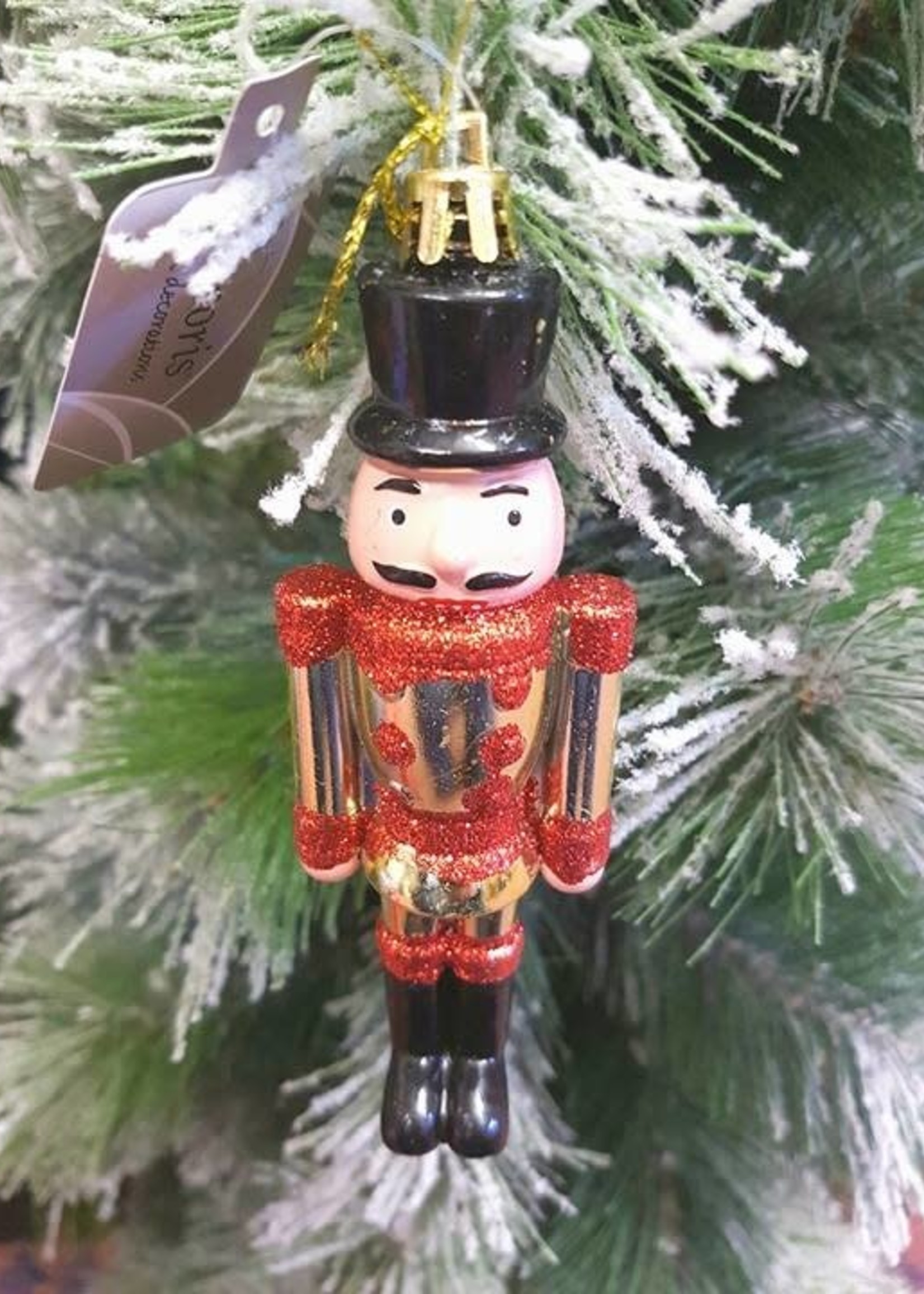 Decoris Nutcracker Gold  with red glitter shatterproof style