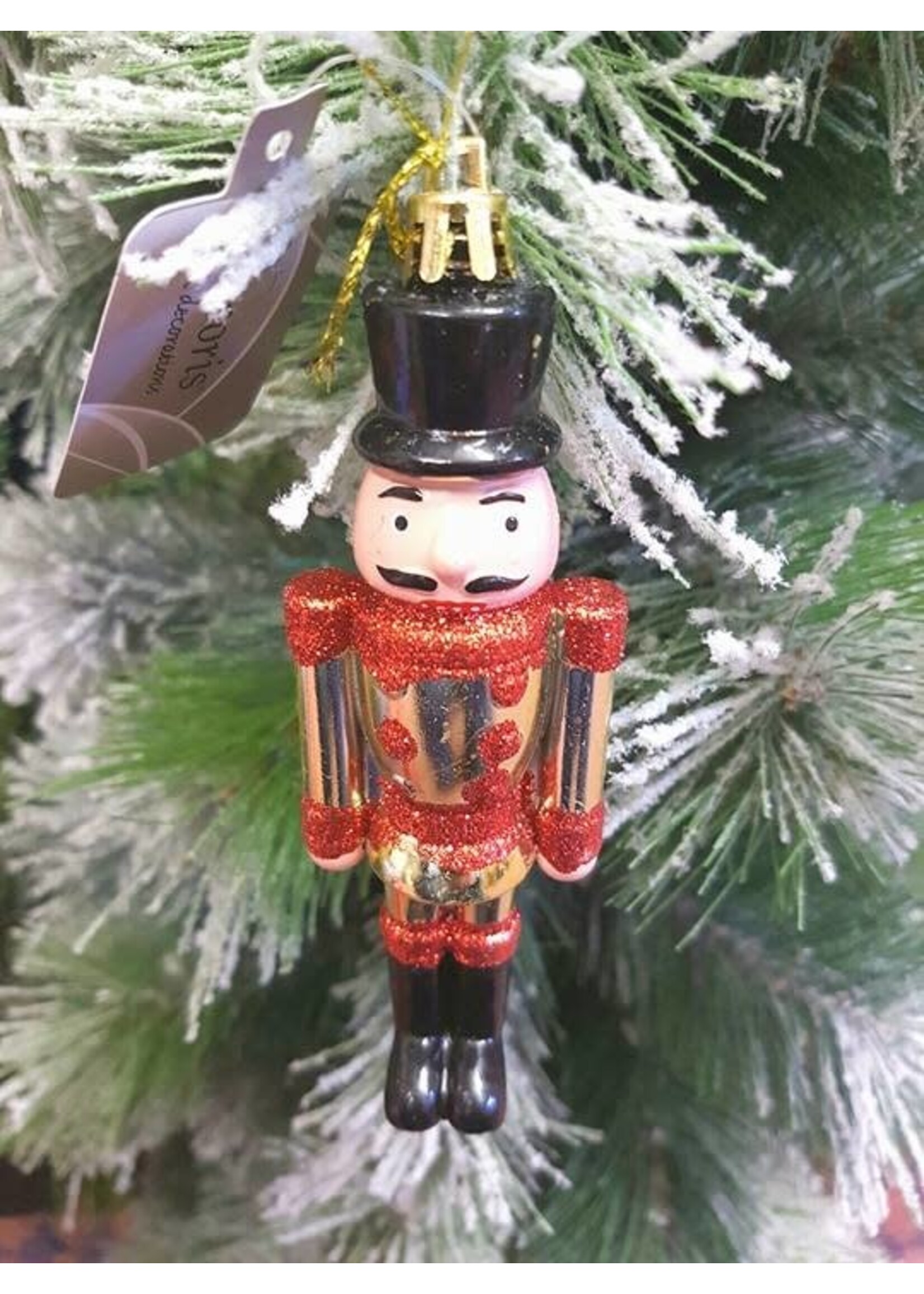 Decoris Nutcracker Gold  with red glitter shatterproof style
