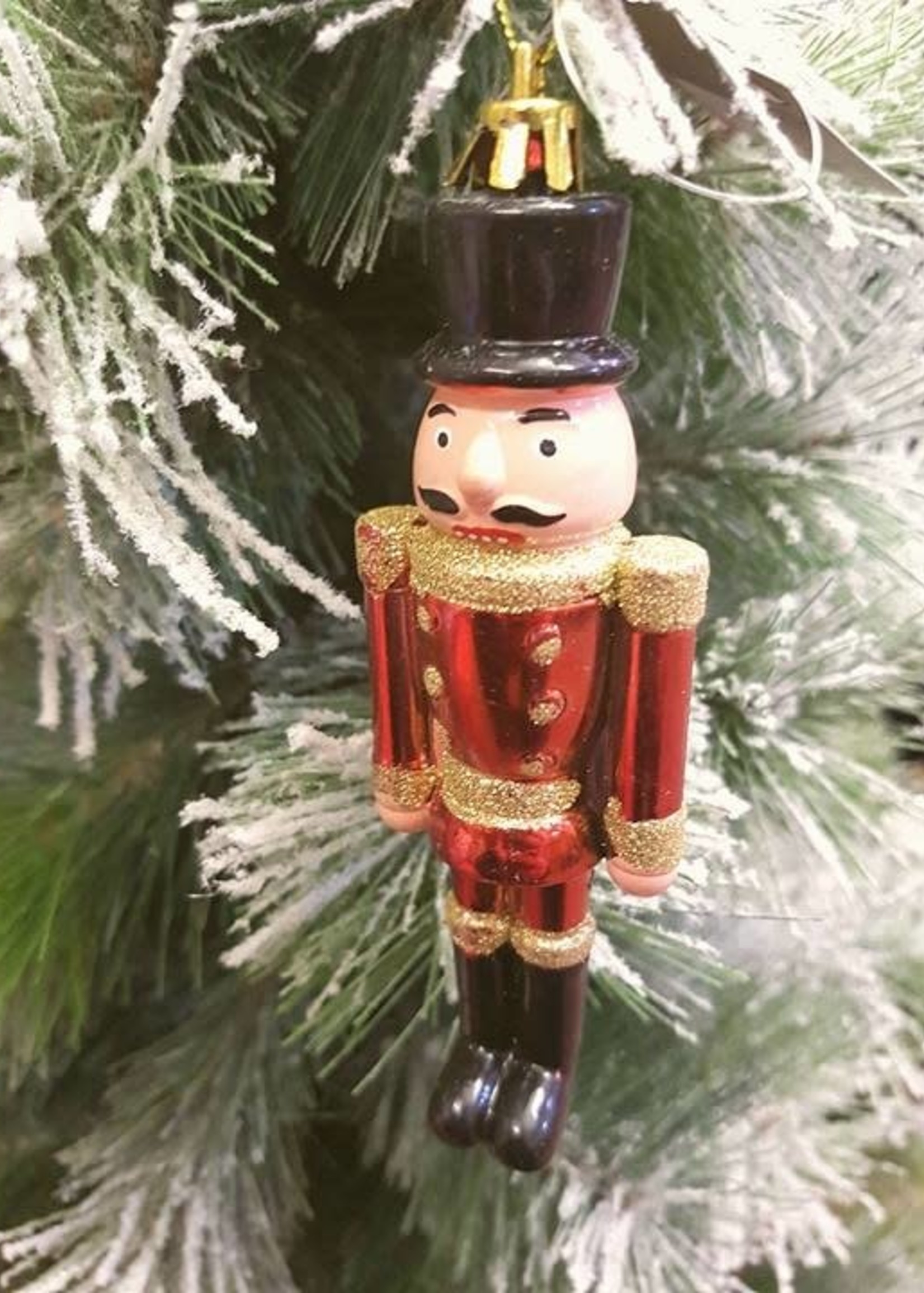 Kaemingk Nutcracker Red with gold glitter shatterproof style