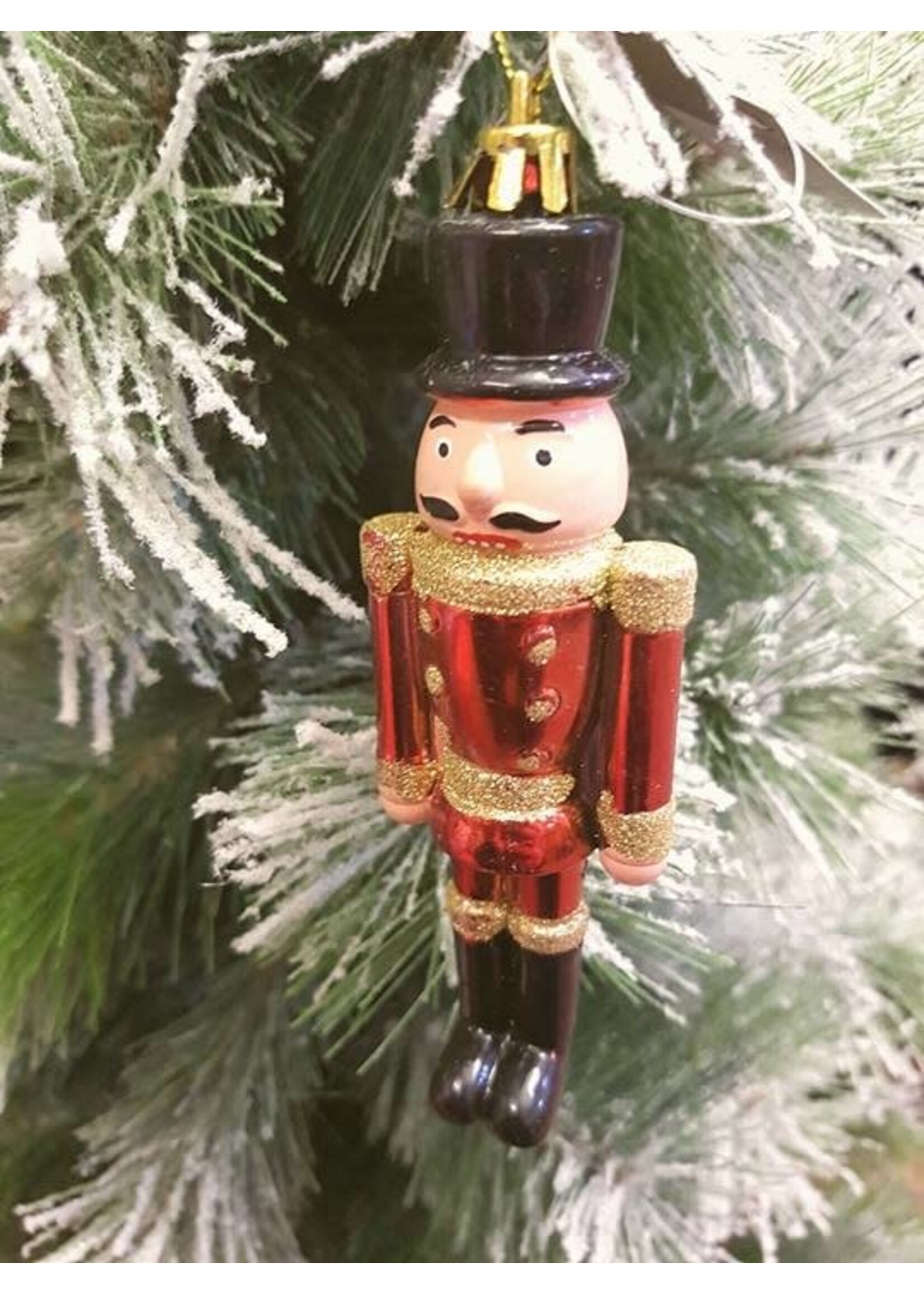 Kaemingk Nutcracker Red with gold glitter shatterproof style