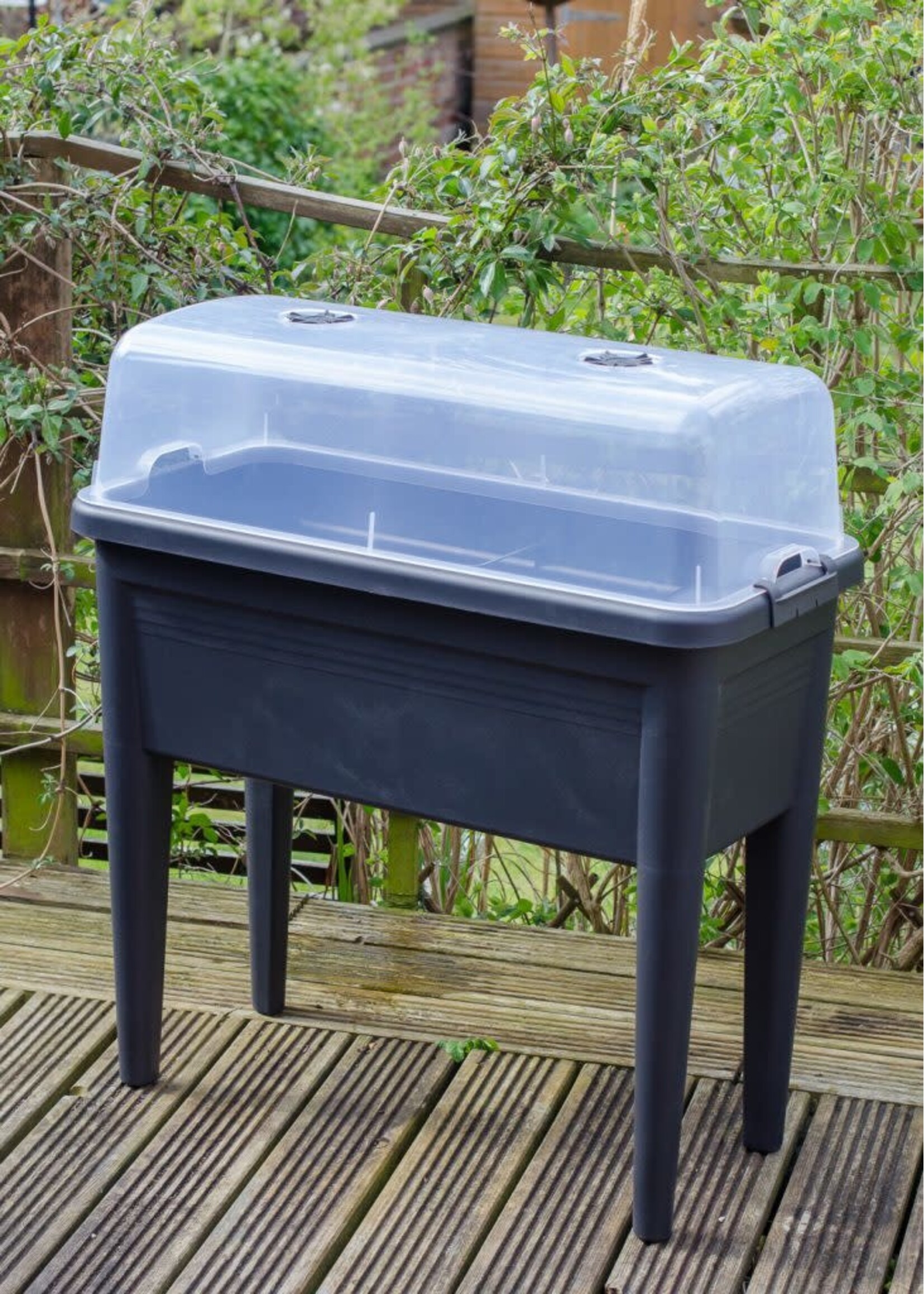 Elho Black Grow Table Planter On Legs with lid 75cm