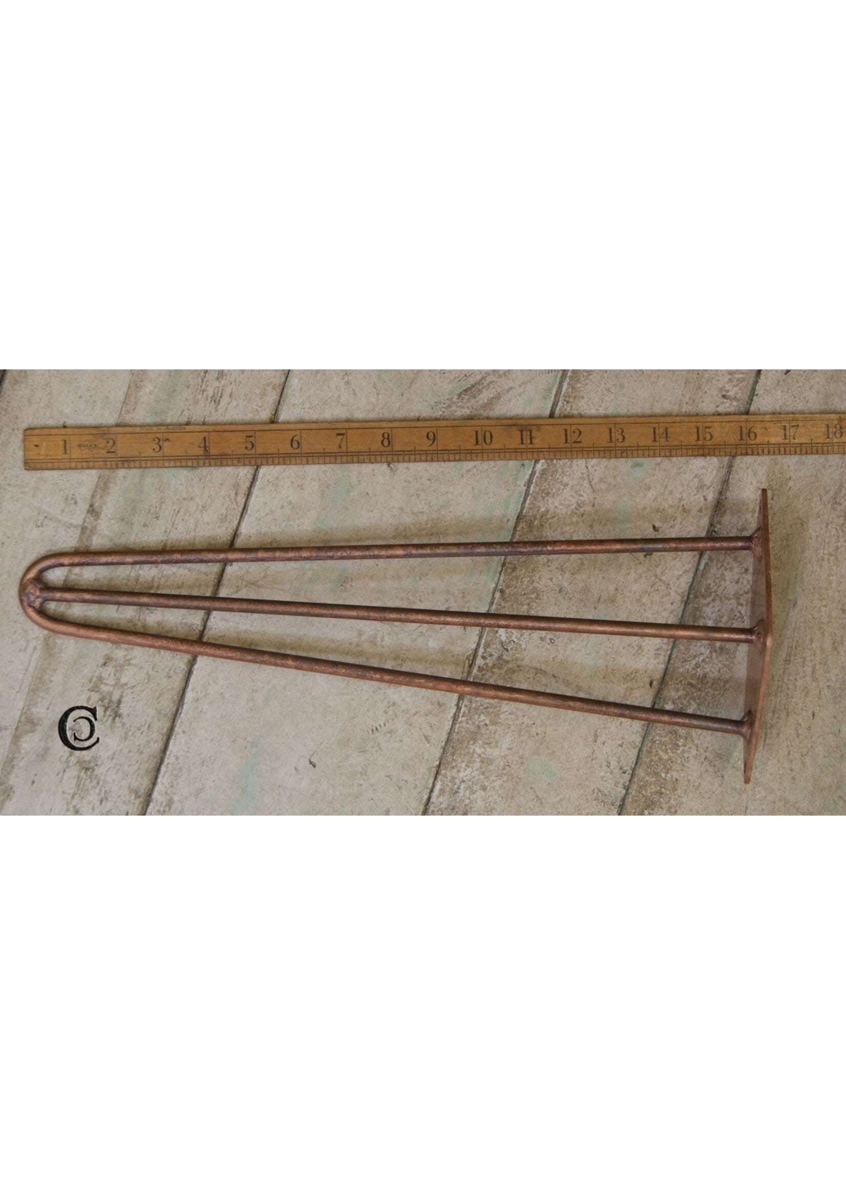 Cottingham Collection Hairpin leg 3 prong antique copper 16"