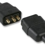 Pro-Elec In-Line Rubber Connector 3 Pin 10Amp Black