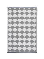 Outdoor Rug Scalloped Pattern Beige and White