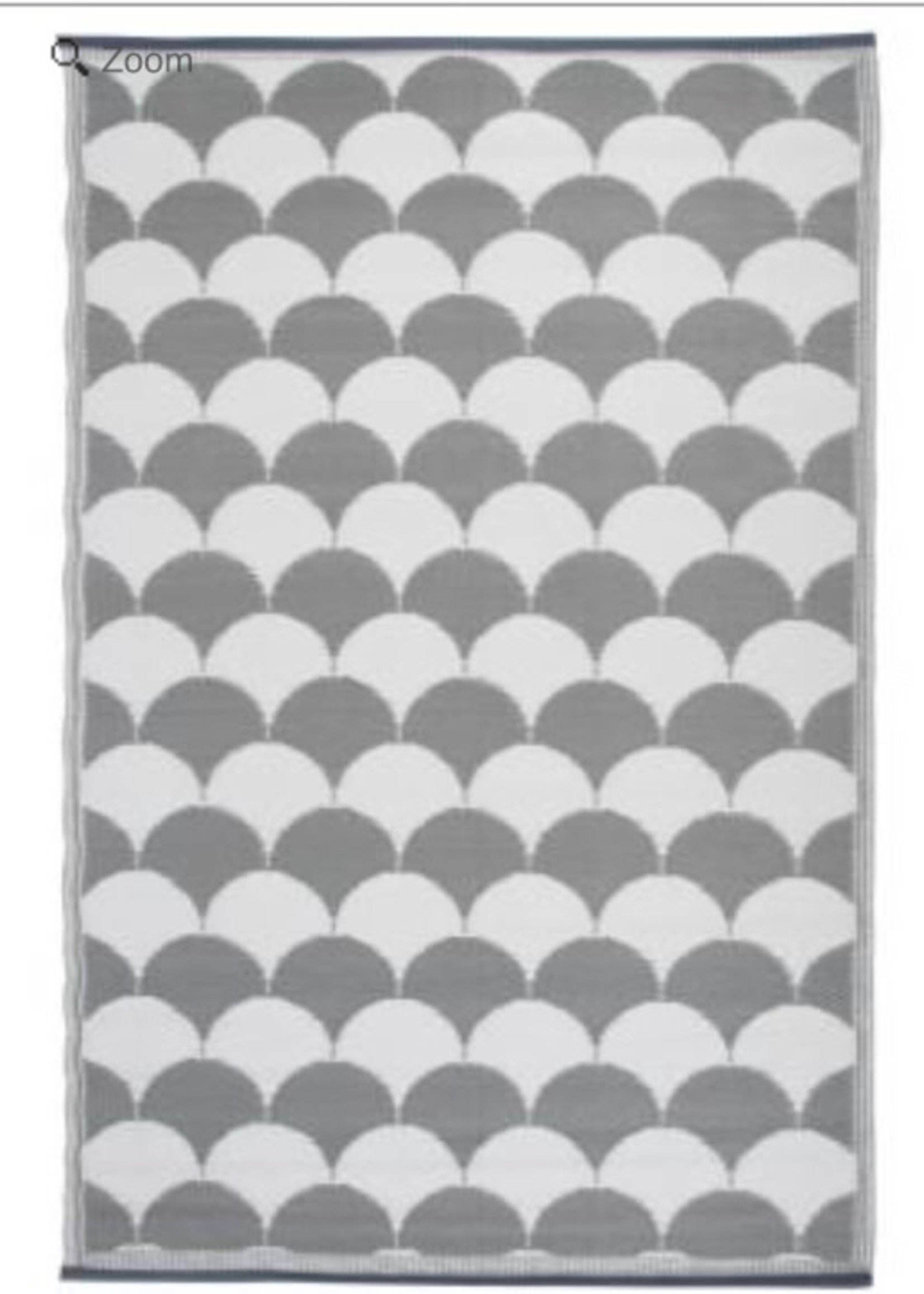 Outdoor Rug Scalloped Pattern Beige and White