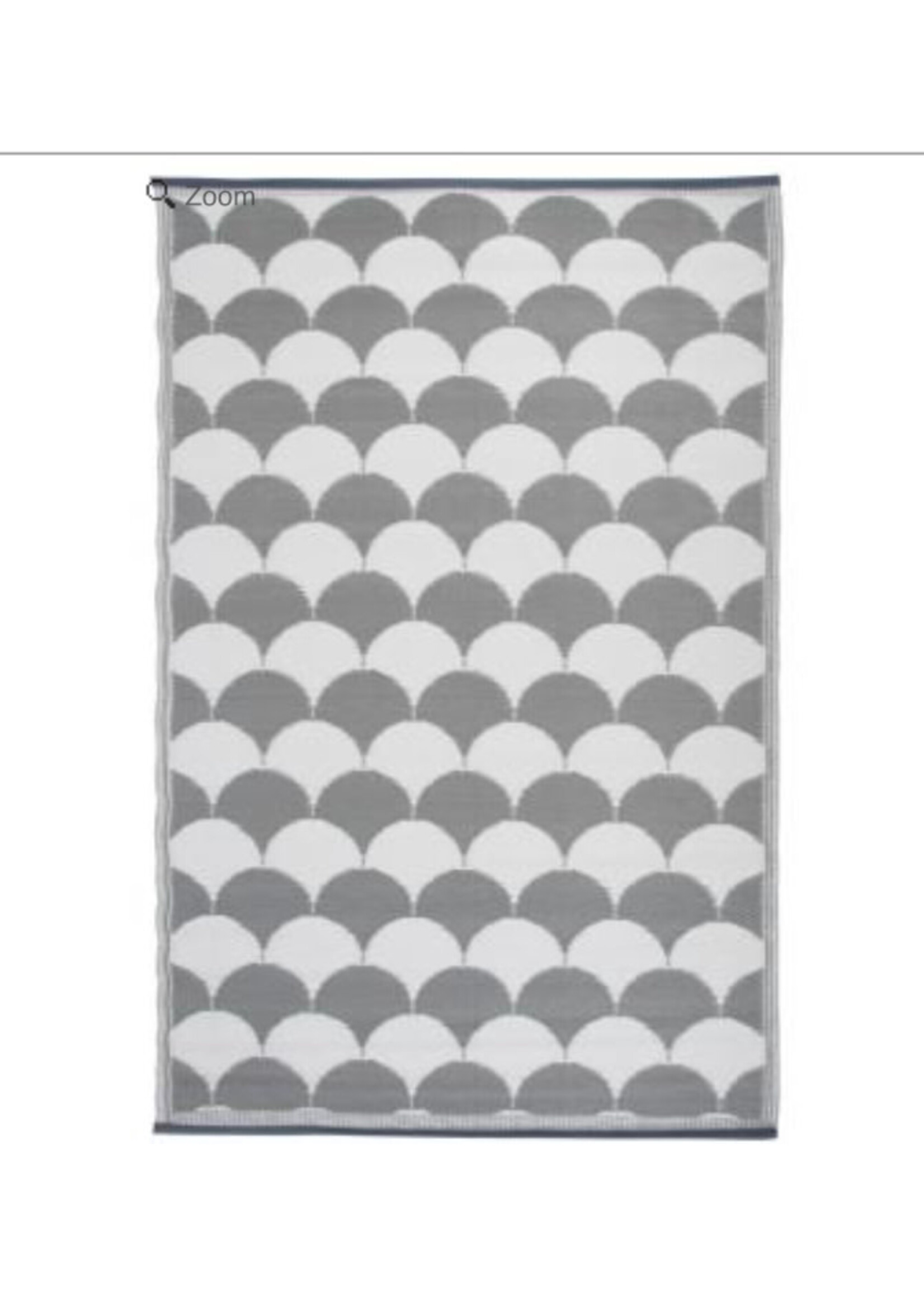 Outdoor Rug Scalloped Pattern Beige and White