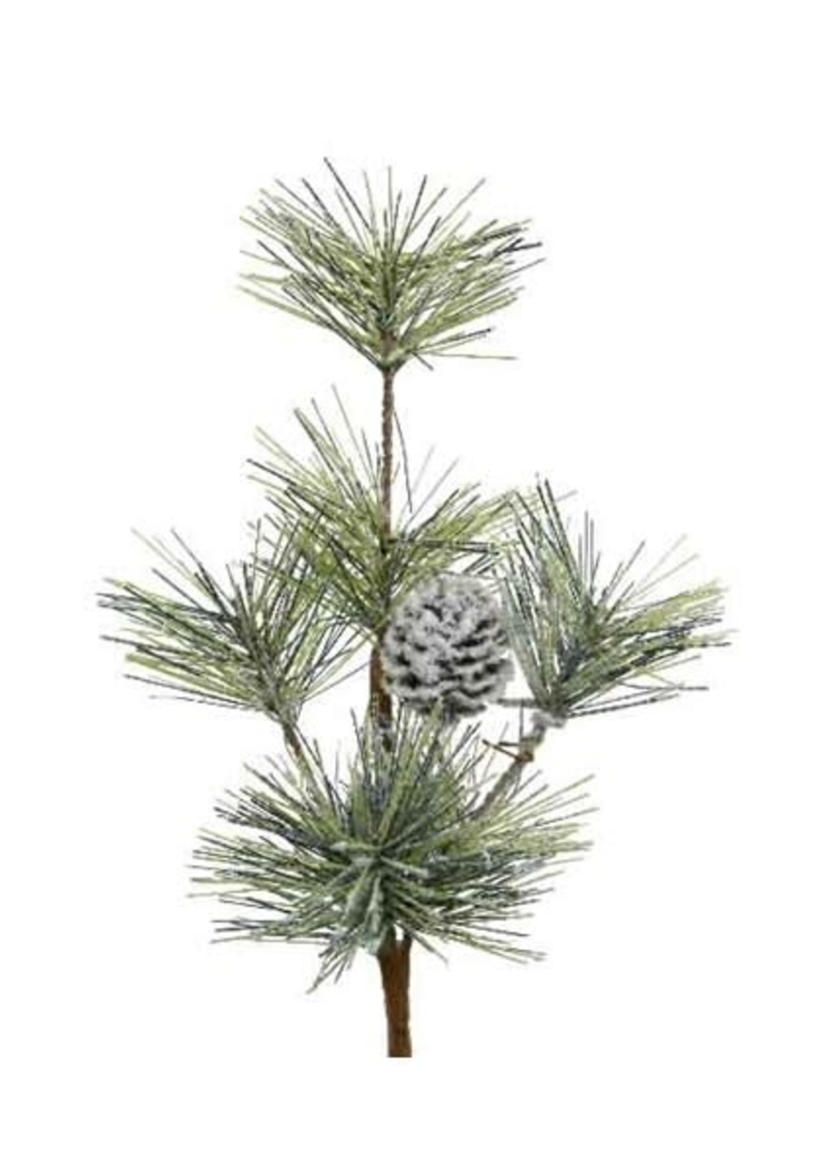 Decoris Snow Effect  Branch with Pinecone 25cm