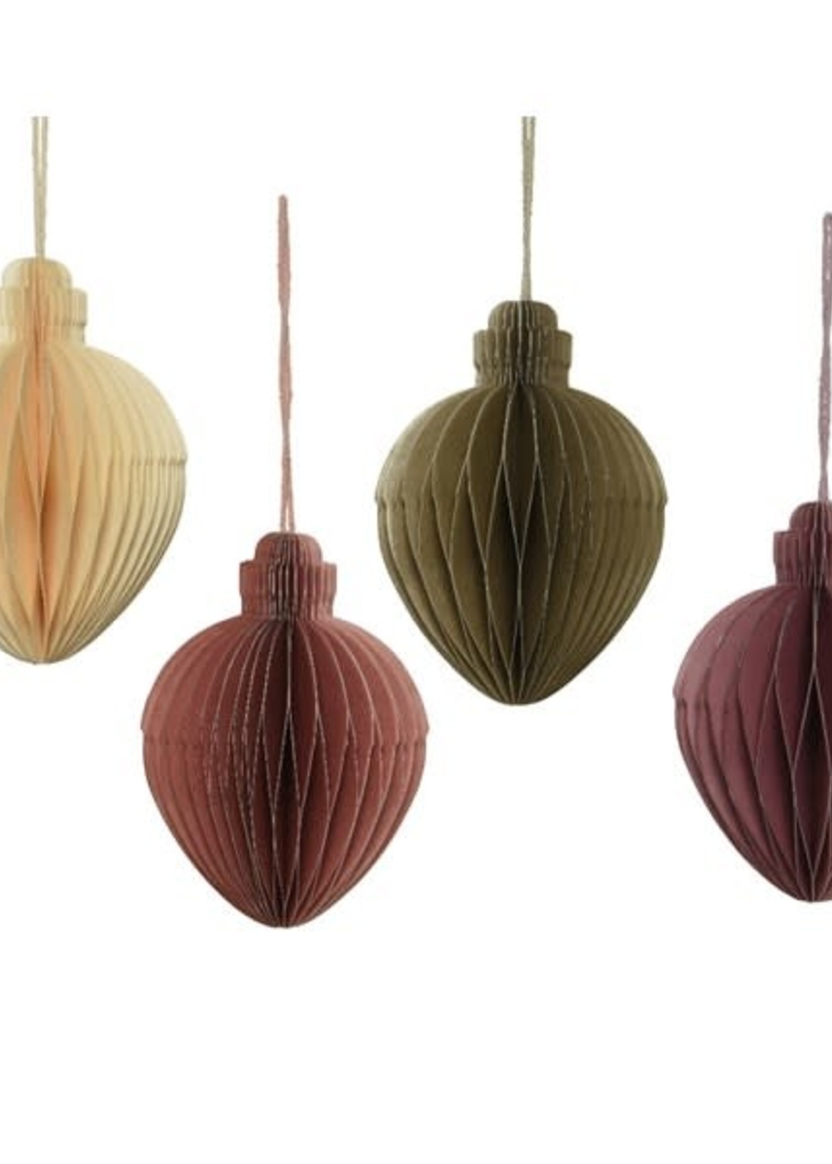 Decoris Paper Cone Hanging Baubles choice of 4 Assorted colours