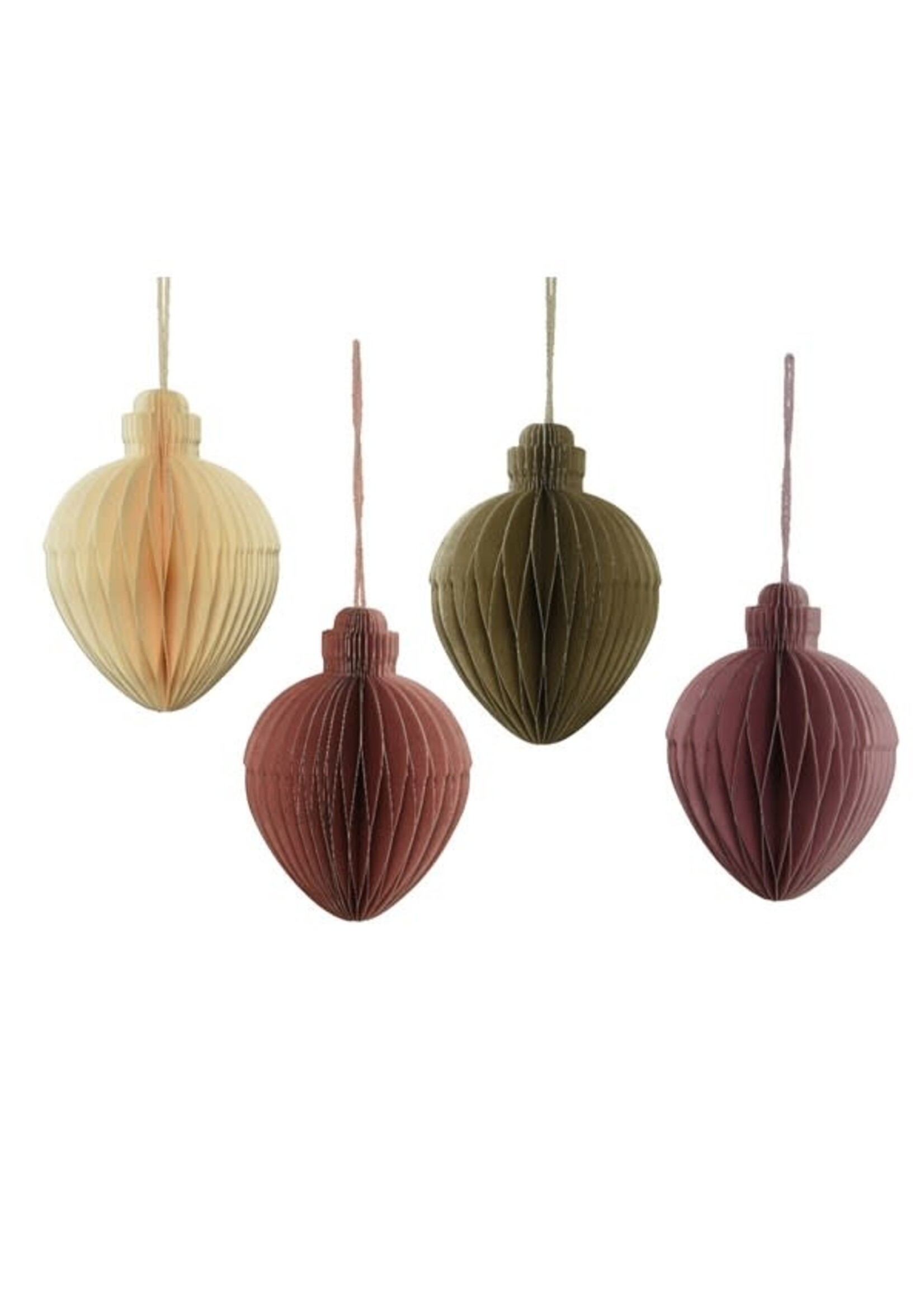 Decoris Paper Cone Hanging Baubles choice of 4 Assorted colours