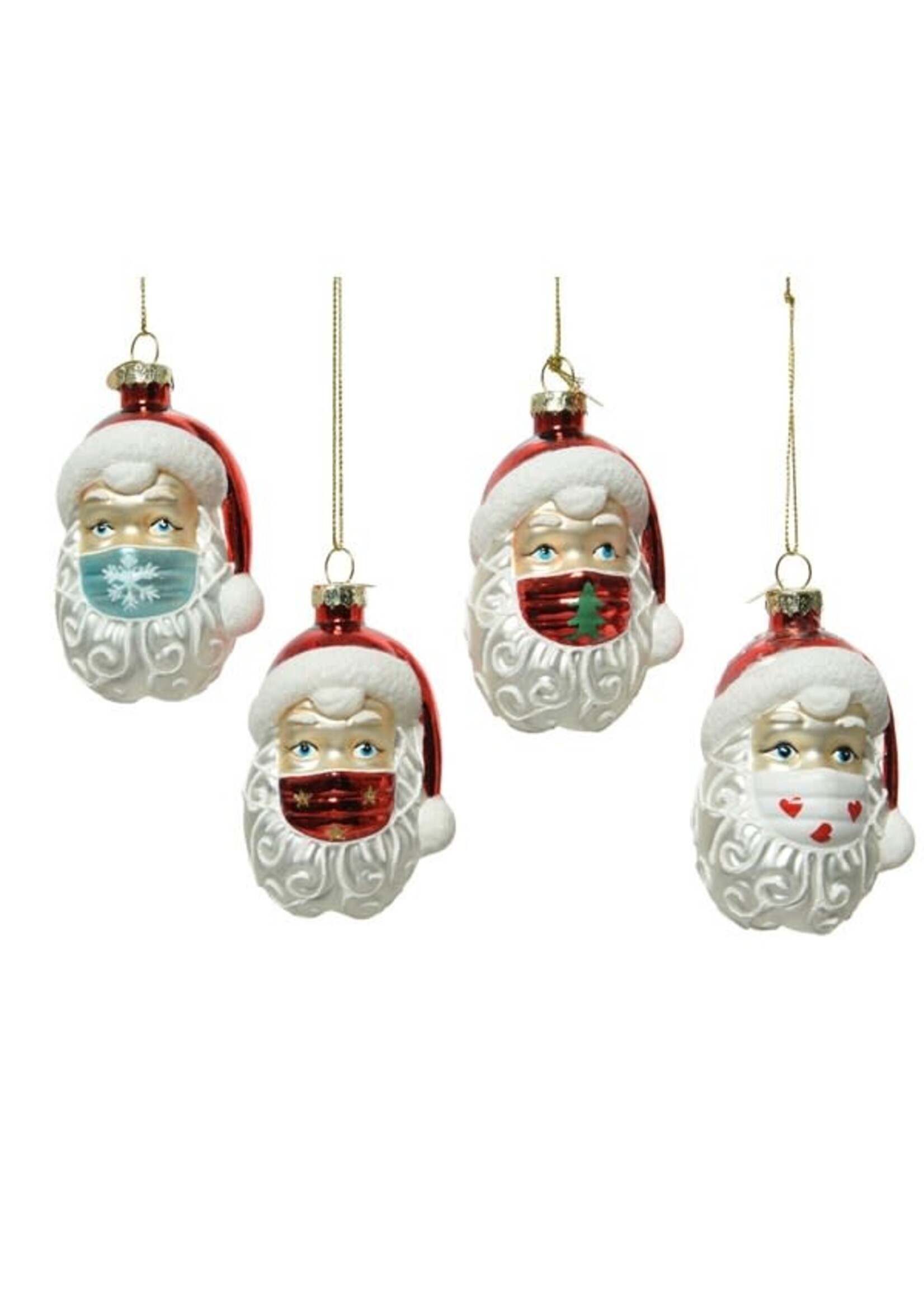 Decoris Bauble Santa Wearing Mask 4 Assorted designs price each
