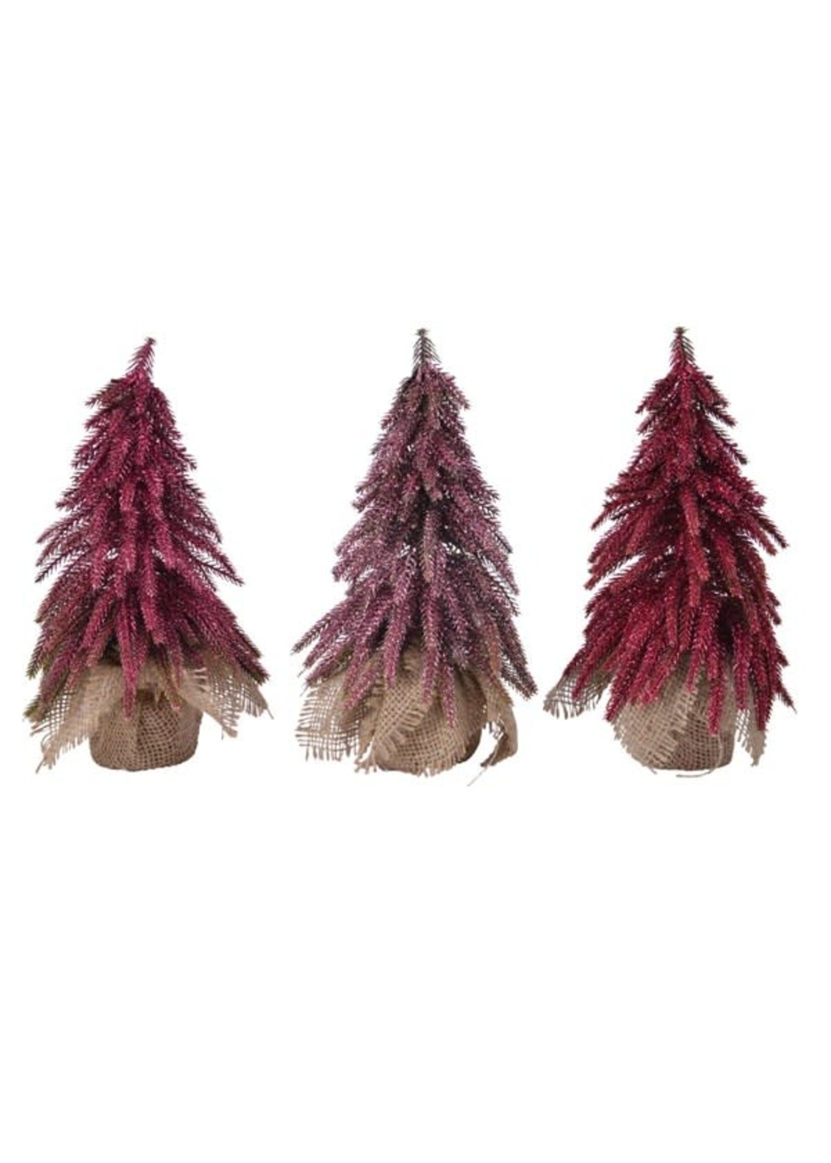 Decoris Mini Pink Glitter Trees 3Ass