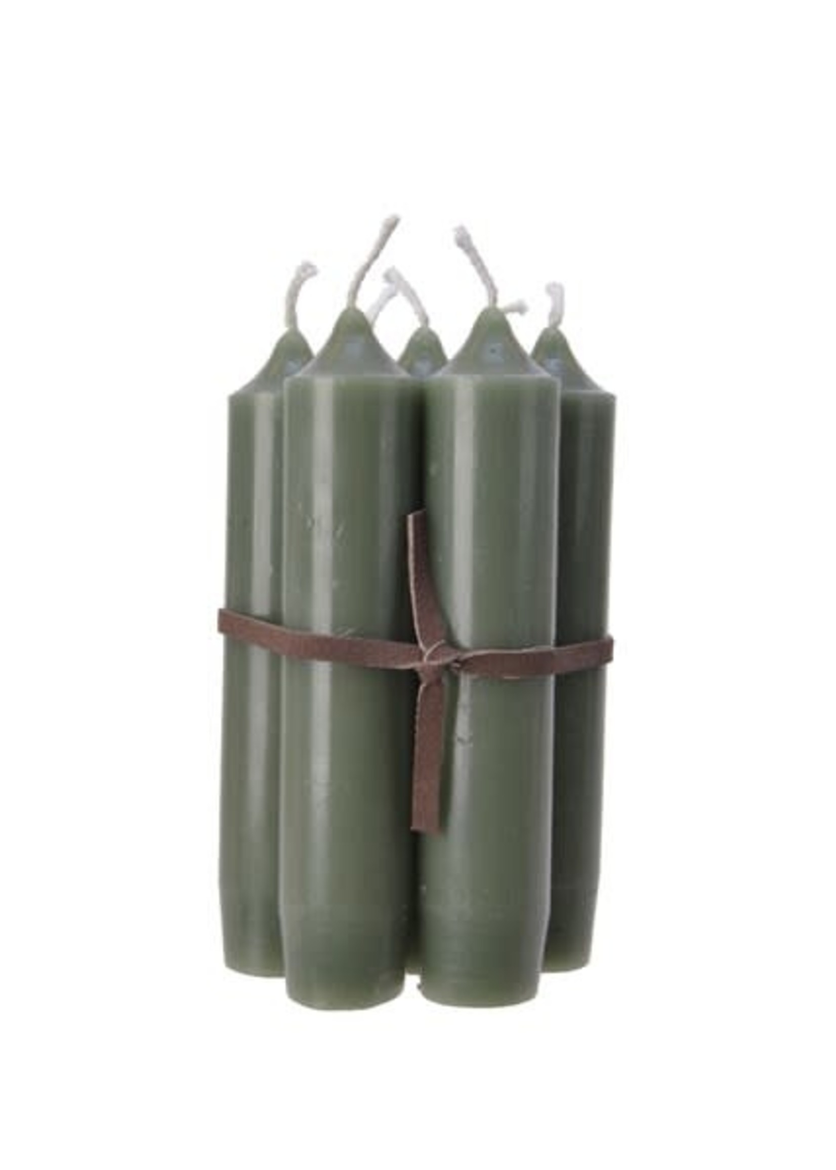 Decoris Green Candles Wrapped In Leather Cord (7)