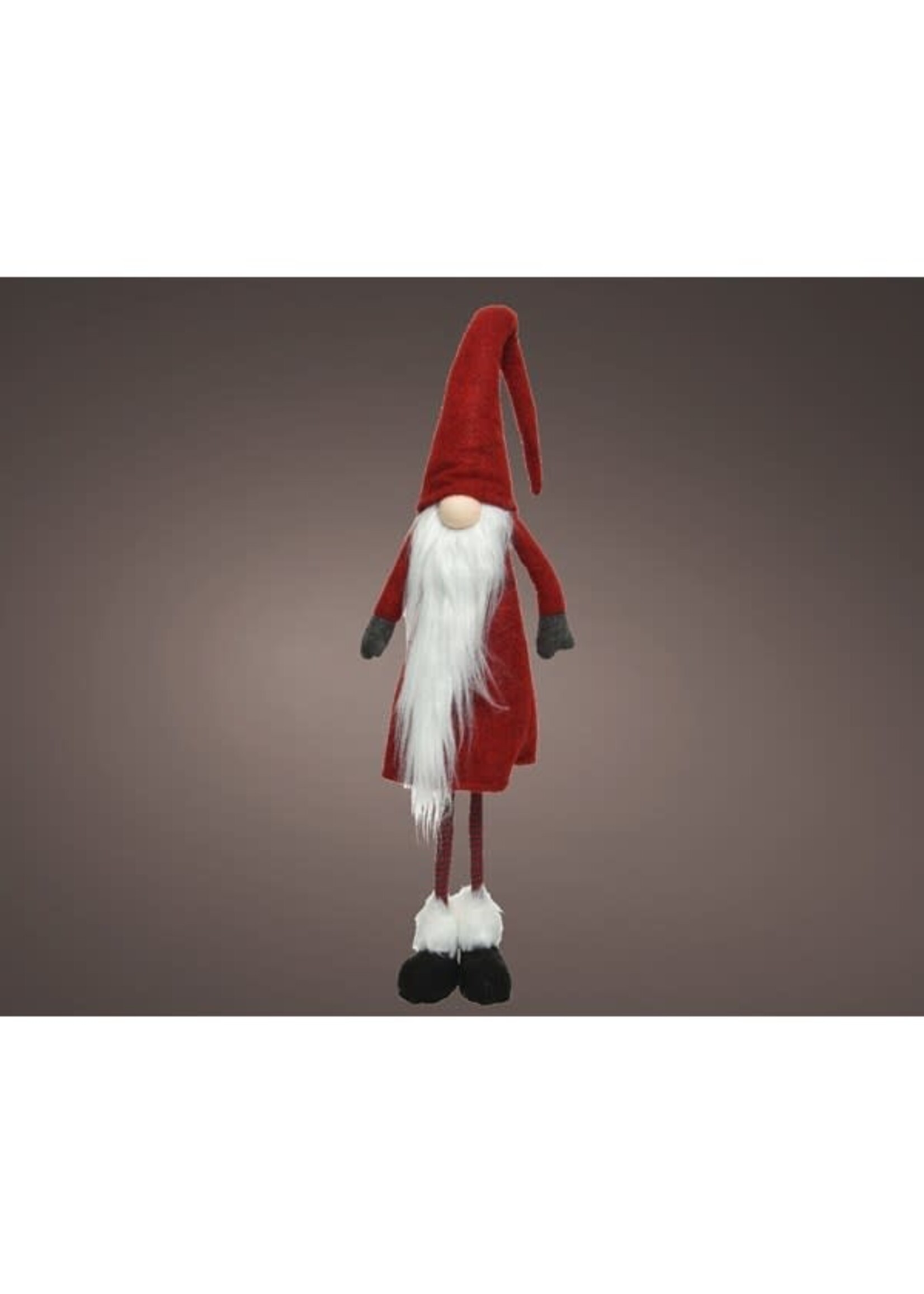 Lumineo Christmas Gnome With LED  Warm White Light Up Nose 91cm tall