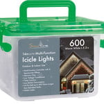 Snowtime 600 Warm White Icicle LED Lights With Timer