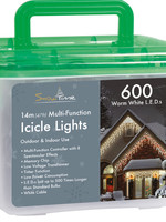 Snowtime Icicle 600 LED Warm White Lights With Timer