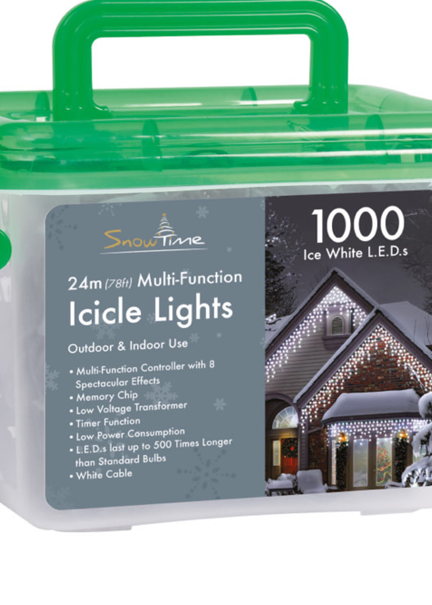 Snowtime 1000 Ice White Icicle LED Lights With Timer