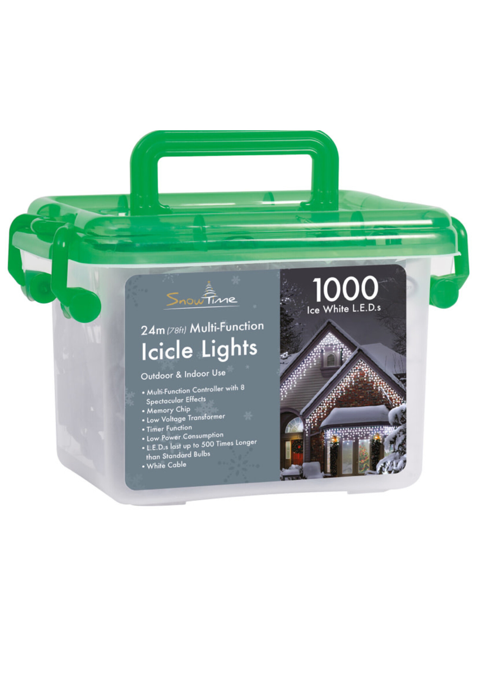 Snowtime 1000 Ice White Icicle LED Lights With Timer