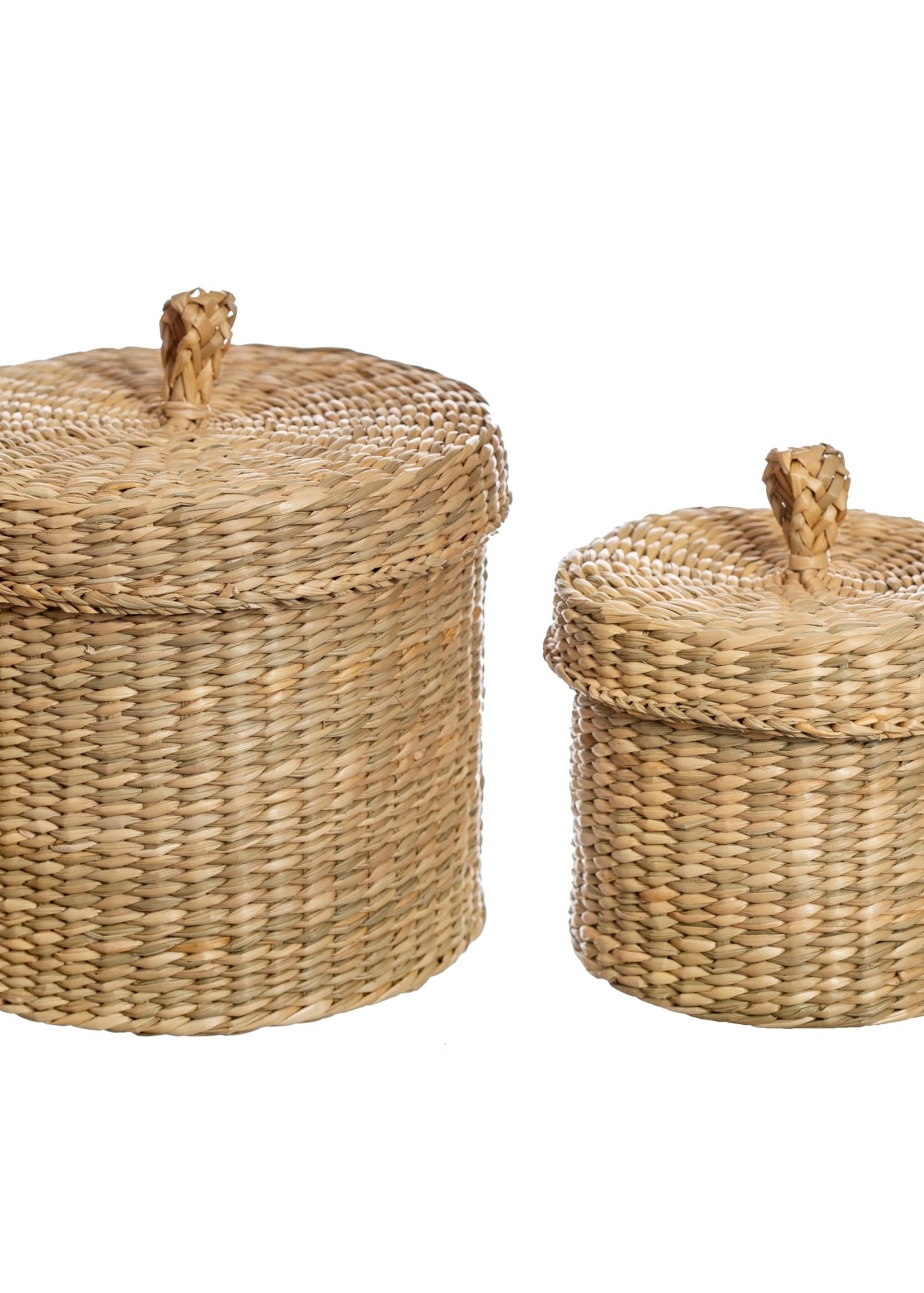 Sass & Belle Seagrass Baskets With Lid - Set of 2