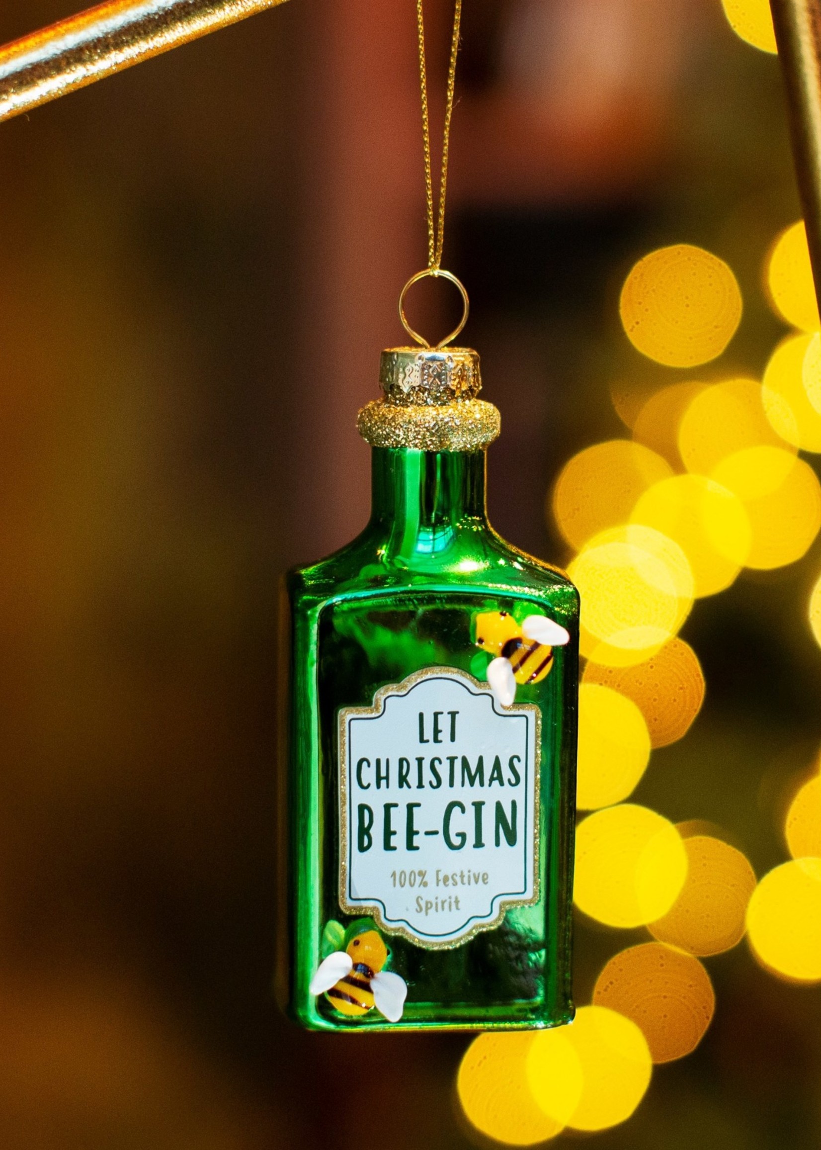 Sass & Belle Let Christmas Bee Gin Shaped Bauble