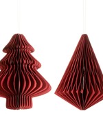 Sass & Belle Deep Red Tree or Diamond Paper Honeycomb Hanging Decoration (price is for one)