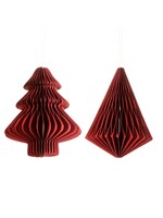 Sass & Belle Deep Red Tree or Diamond Paper Honeycomb Hanging Decoration (price is for one)