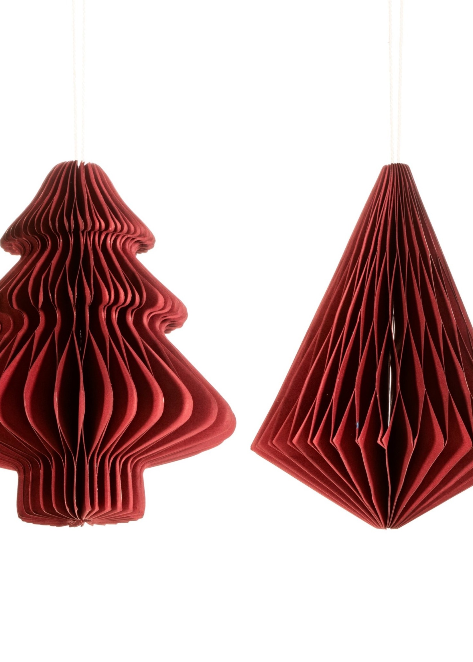 Sass & Belle Deep Red Tree or Diamond Paper Honeycomb Hanging Decoration (price is for one)