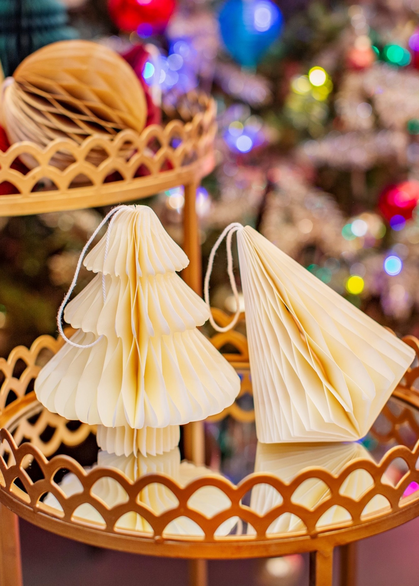Sass & Belle Off White Tree or Diamond Paper Honeycomb Hanging Decoration (price is for one)