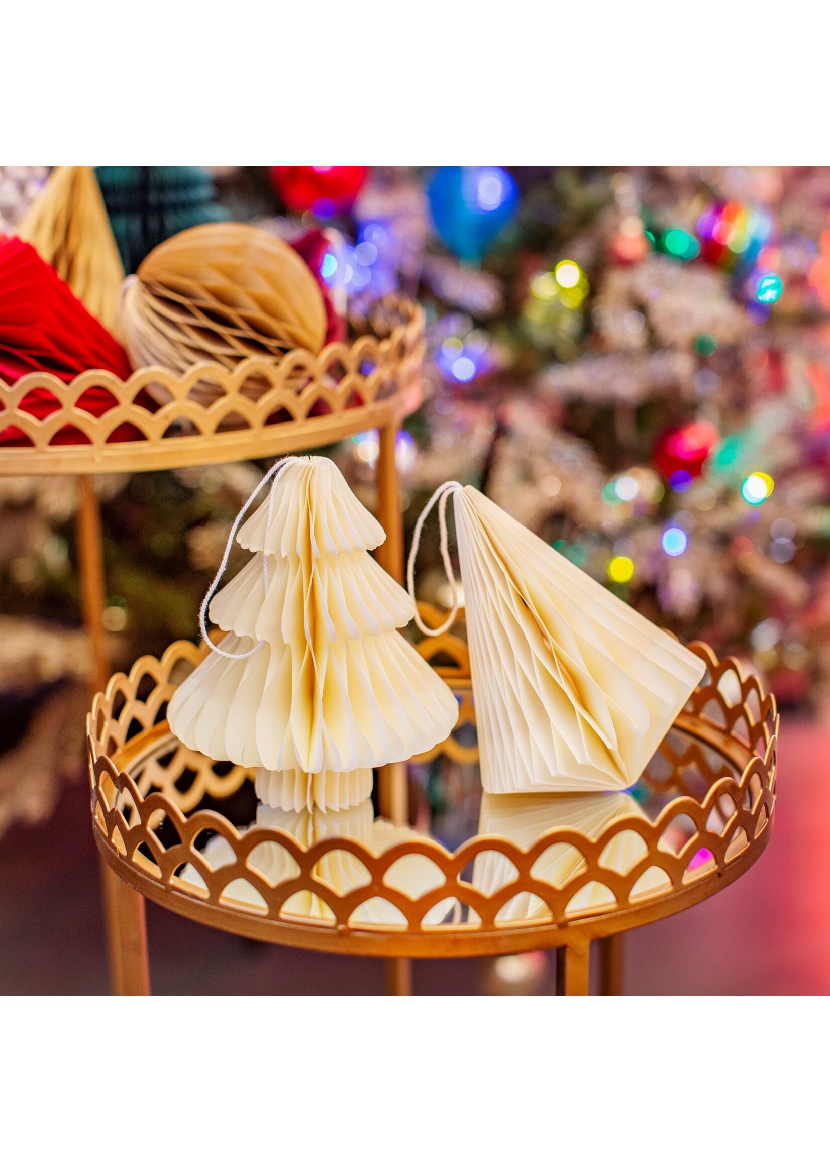 Sass & Belle Off White Tree or Diamond Paper Honeycomb Hanging Decoration (price is for one)