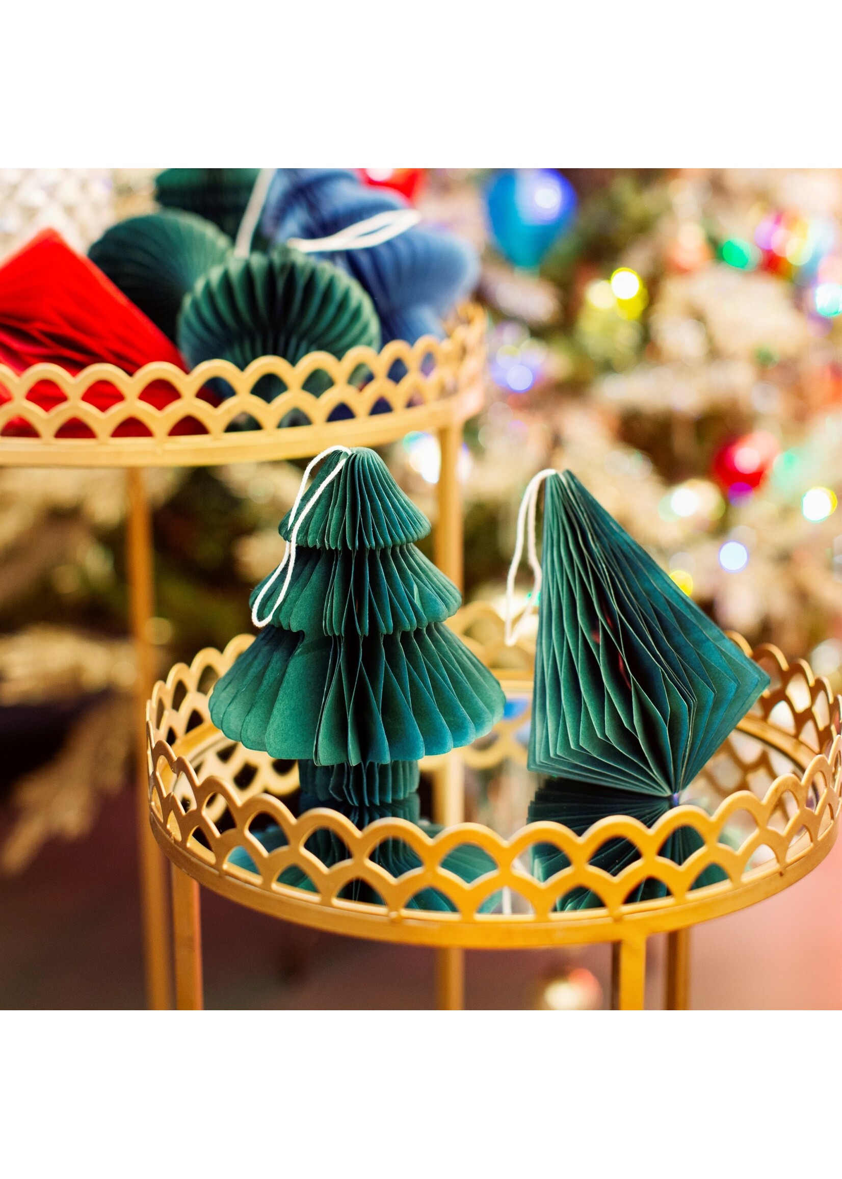 Sass & Belle Green Tree or Diamond Paper Honeycomb Hanging Decoration (Price is for one)