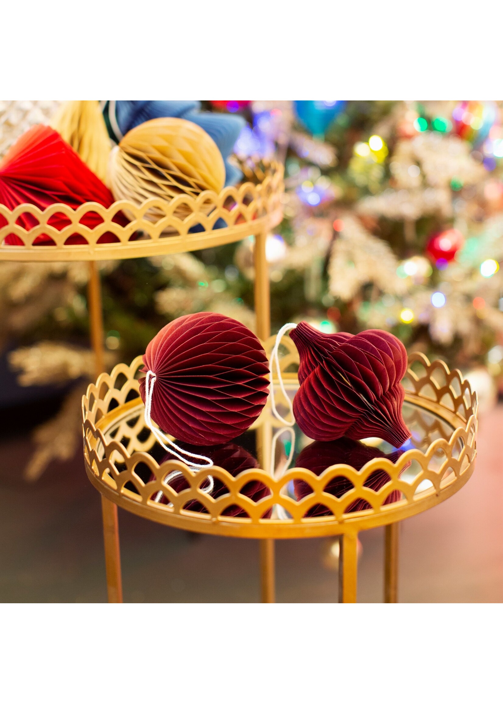 Sass & Belle Sass & Belle Deep Red Paper Honeycomb Hanging Decoration (price is for one)