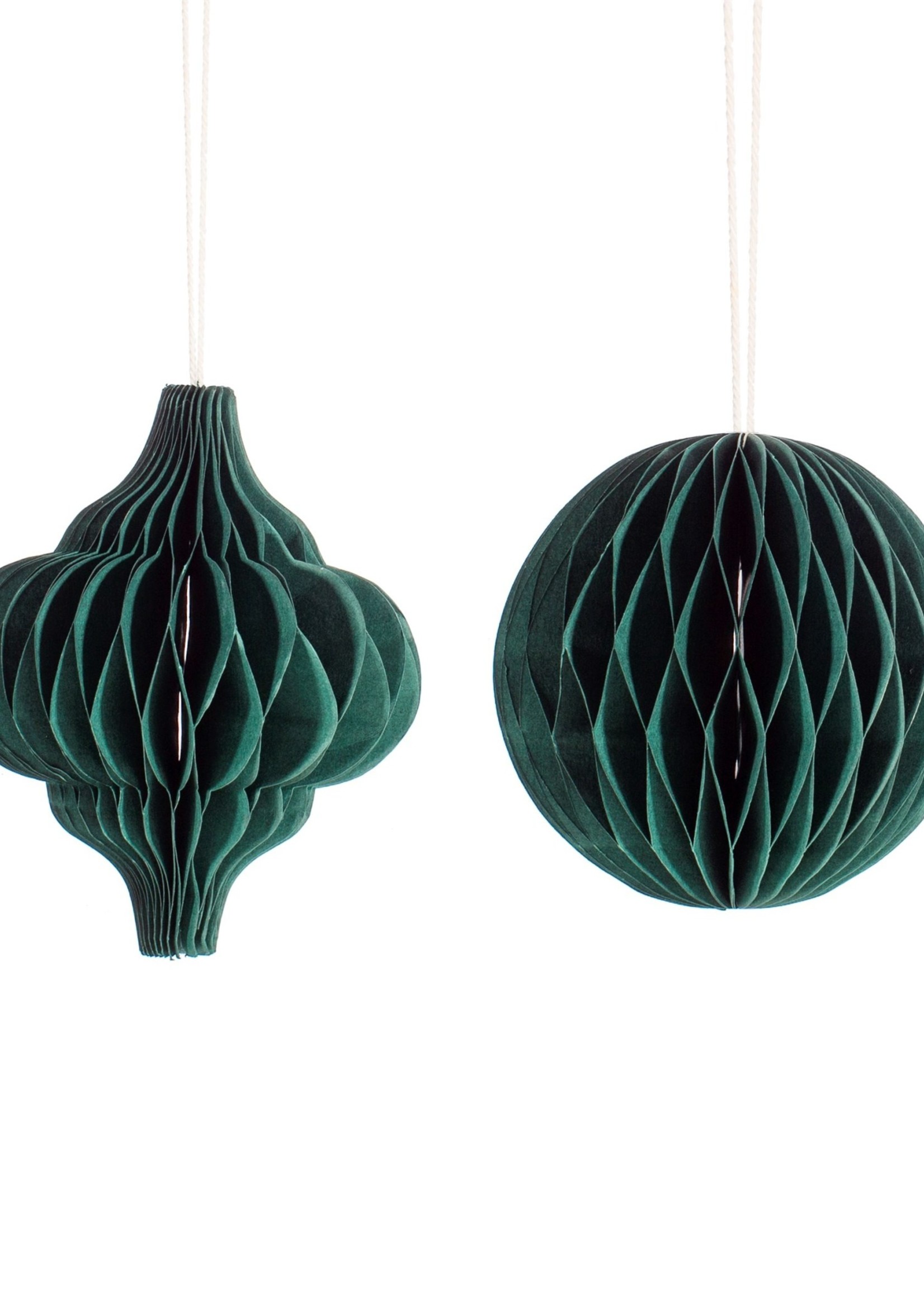 Sass & Belle - Forest Green Tree & Diamond Honeycomb Paper Hanging  Decorations - Set of 2