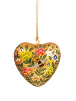 Sass & Belle Kashmiri Floral Heart with Bee Paper Mache Hanging Decoration