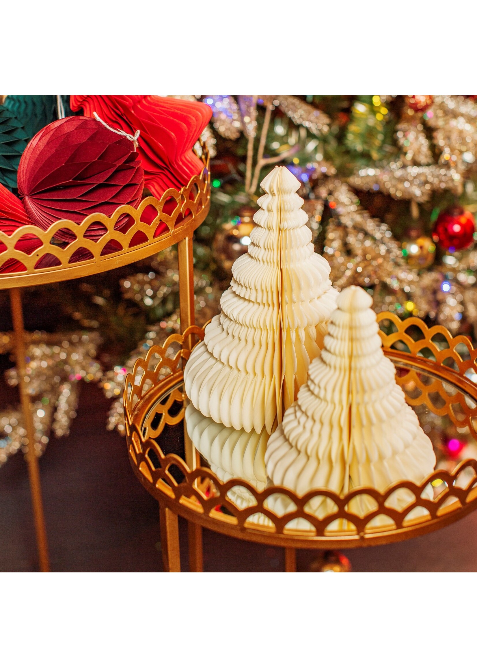 Sass & Belle Sass & Belle Off White Honeycomb Tree Standing Decoration Set 2