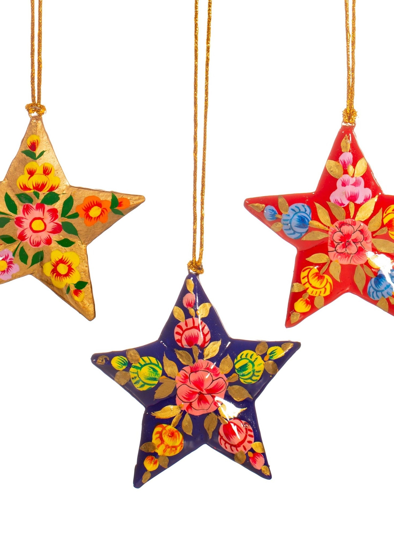 Sass & Belle Kashmiri Paper Mache Floral Star Assorted