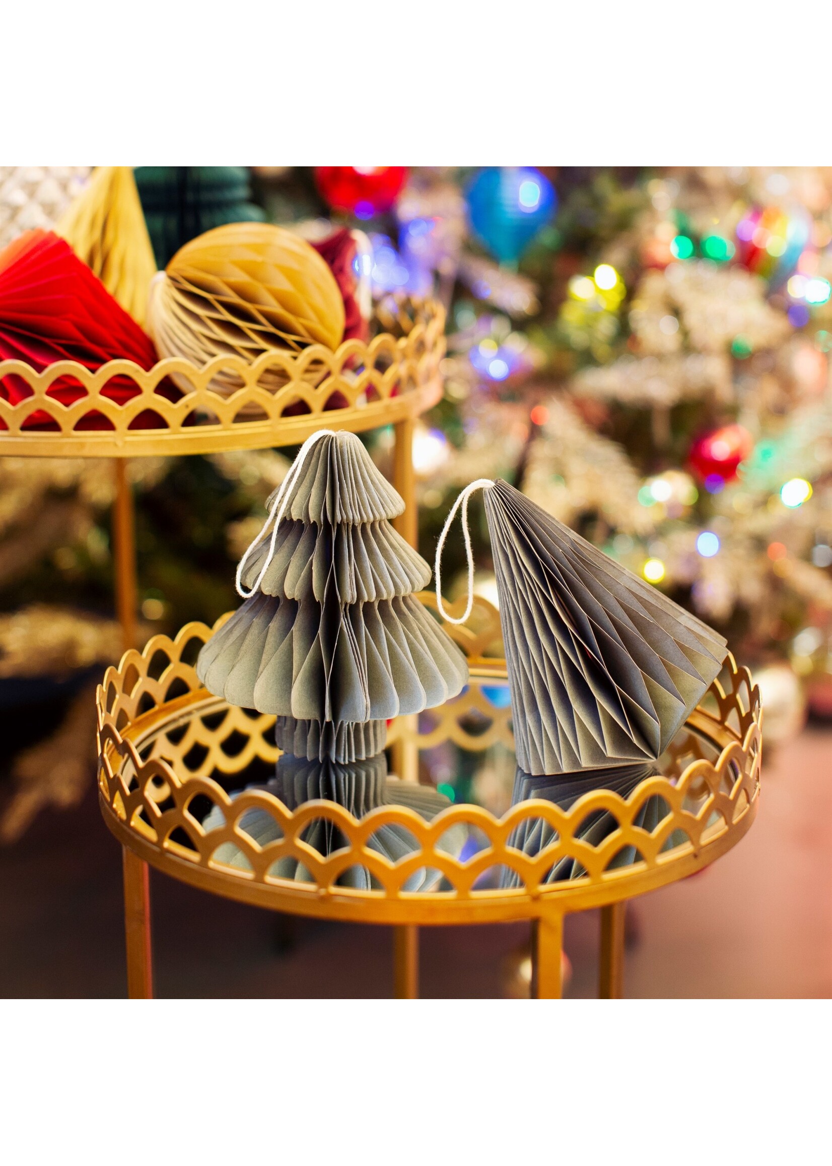 Sass & Belle Grey Tree or Diamond Paper Honeycomb Hanging Decoration (price is for one)