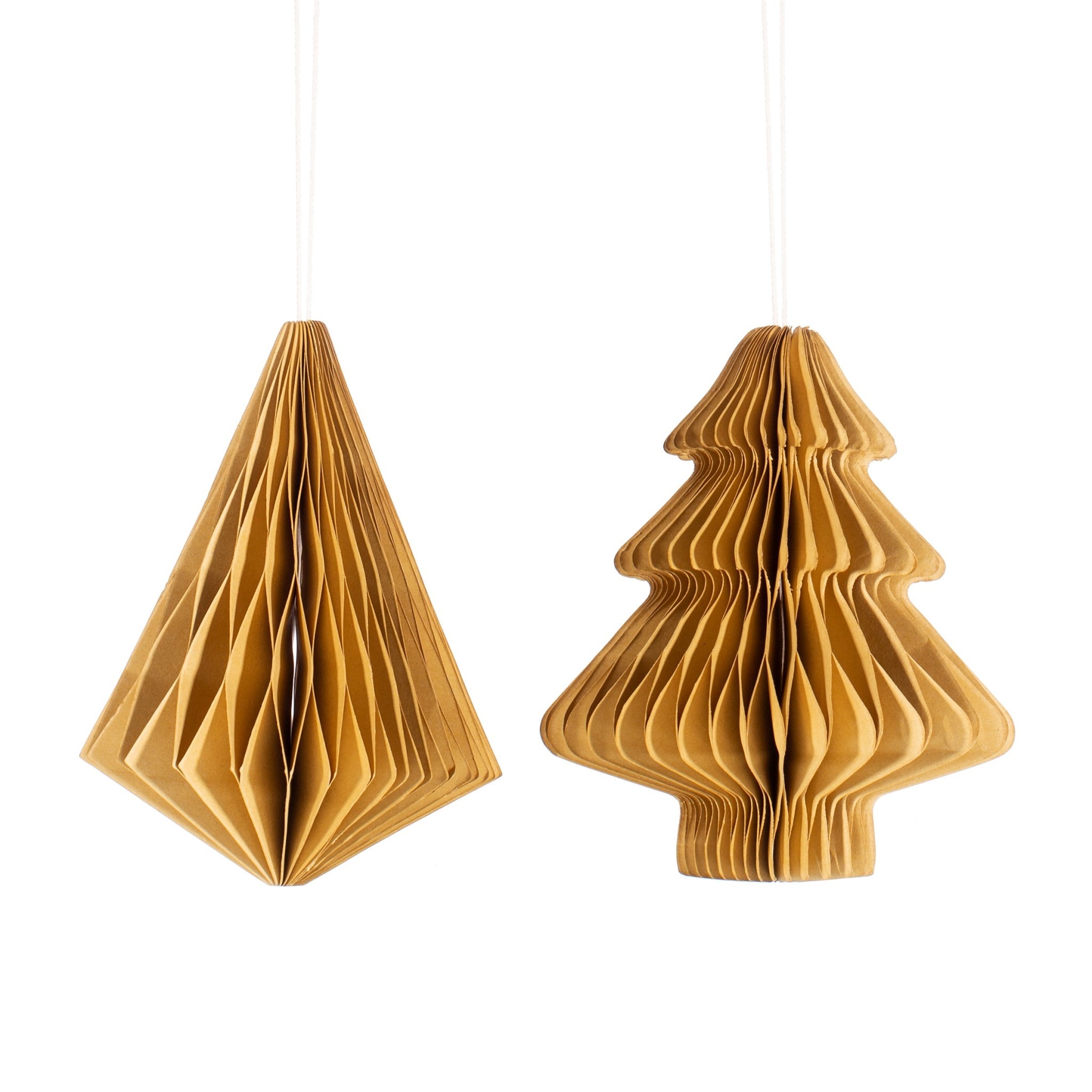 Sass & Belle - Forest Green Tree & Diamond Honeycomb Paper Hanging  Decorations - Set of 2