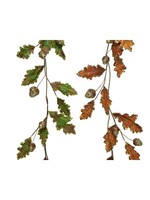Decoris Autumn Glittery Oak Leaf Garland  - Green or Brown