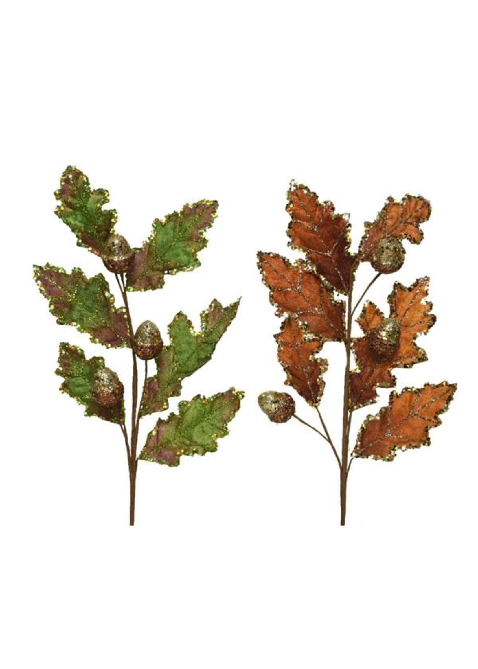 Decoris Velvet Oak leaf With Gold Glitter - 2 Colours