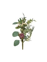 Decoris Artificial Pink Rose and Foliage Stem