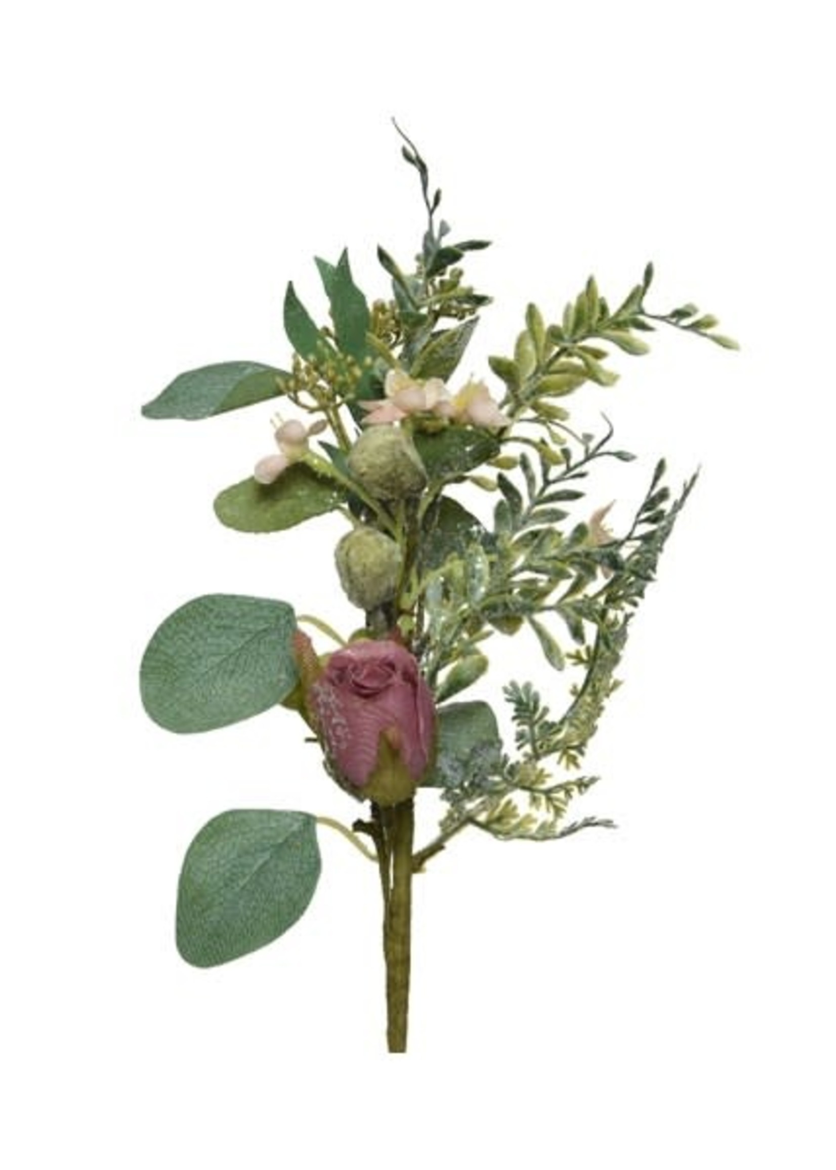 Decoris Artificial Pink Rose and Foliage Stem