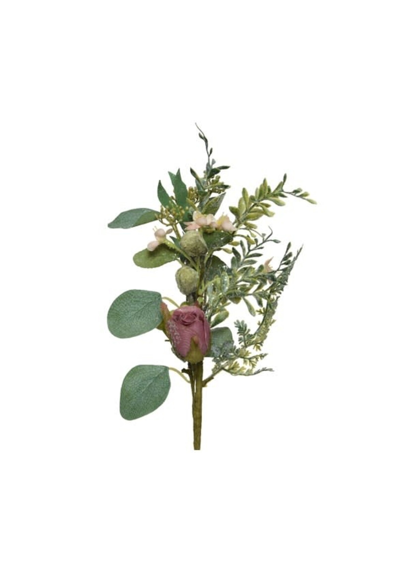 Decoris Artificial Pink Rose and Foliage Stem