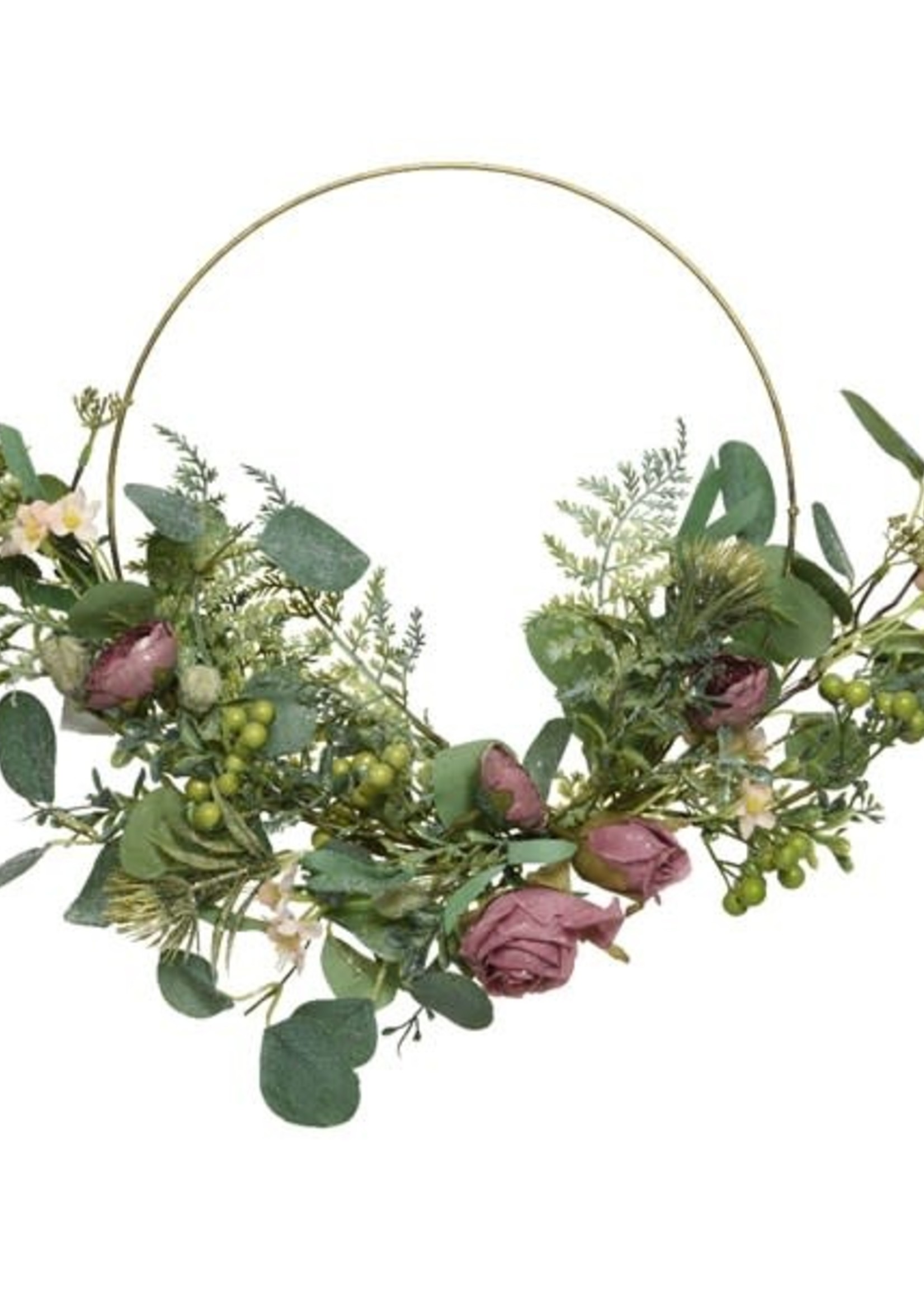 Decoris Metal Wreath With Rose and Foilage 40cm