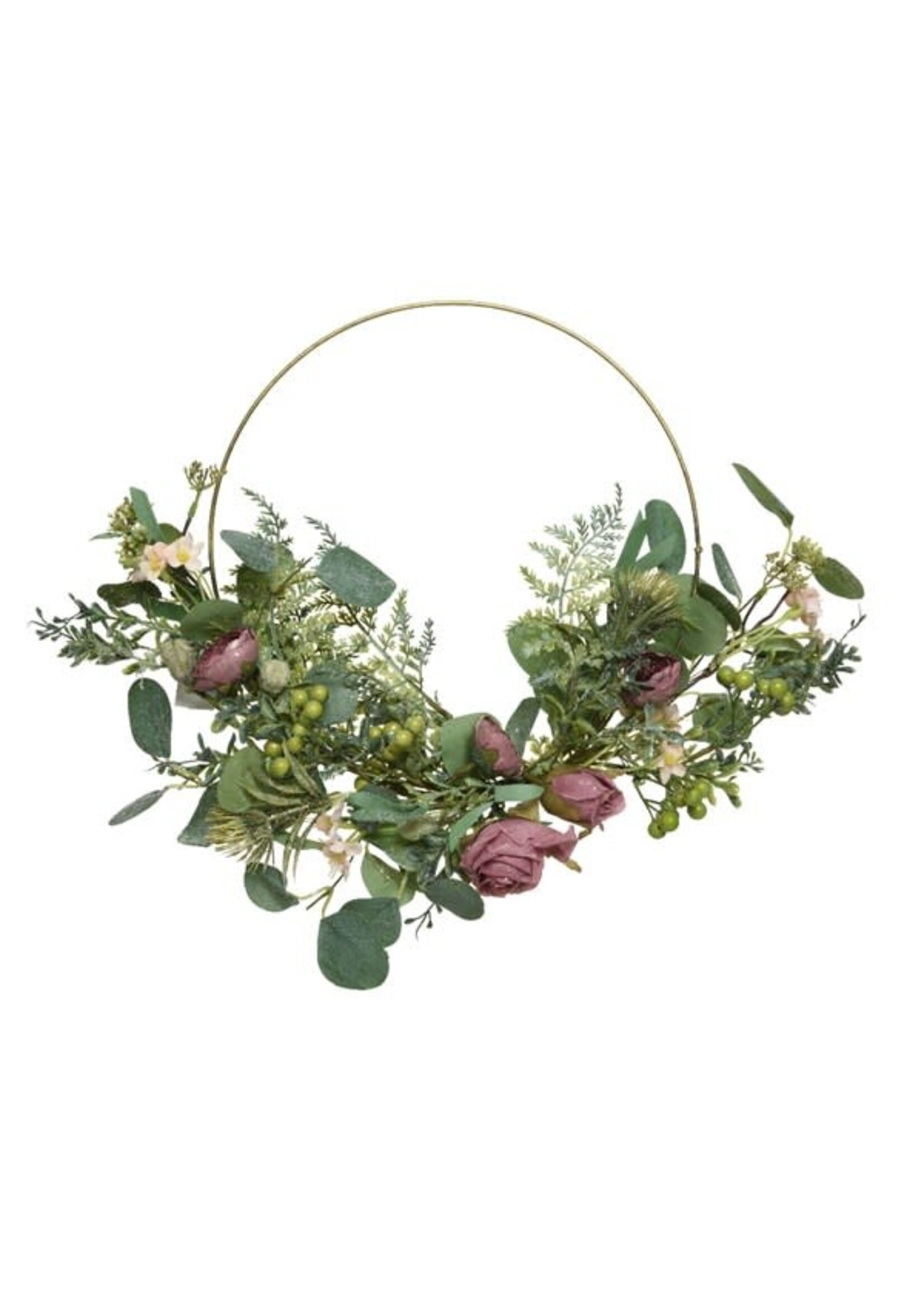Decoris Metal Wreath With Rose and Foliage 40cm